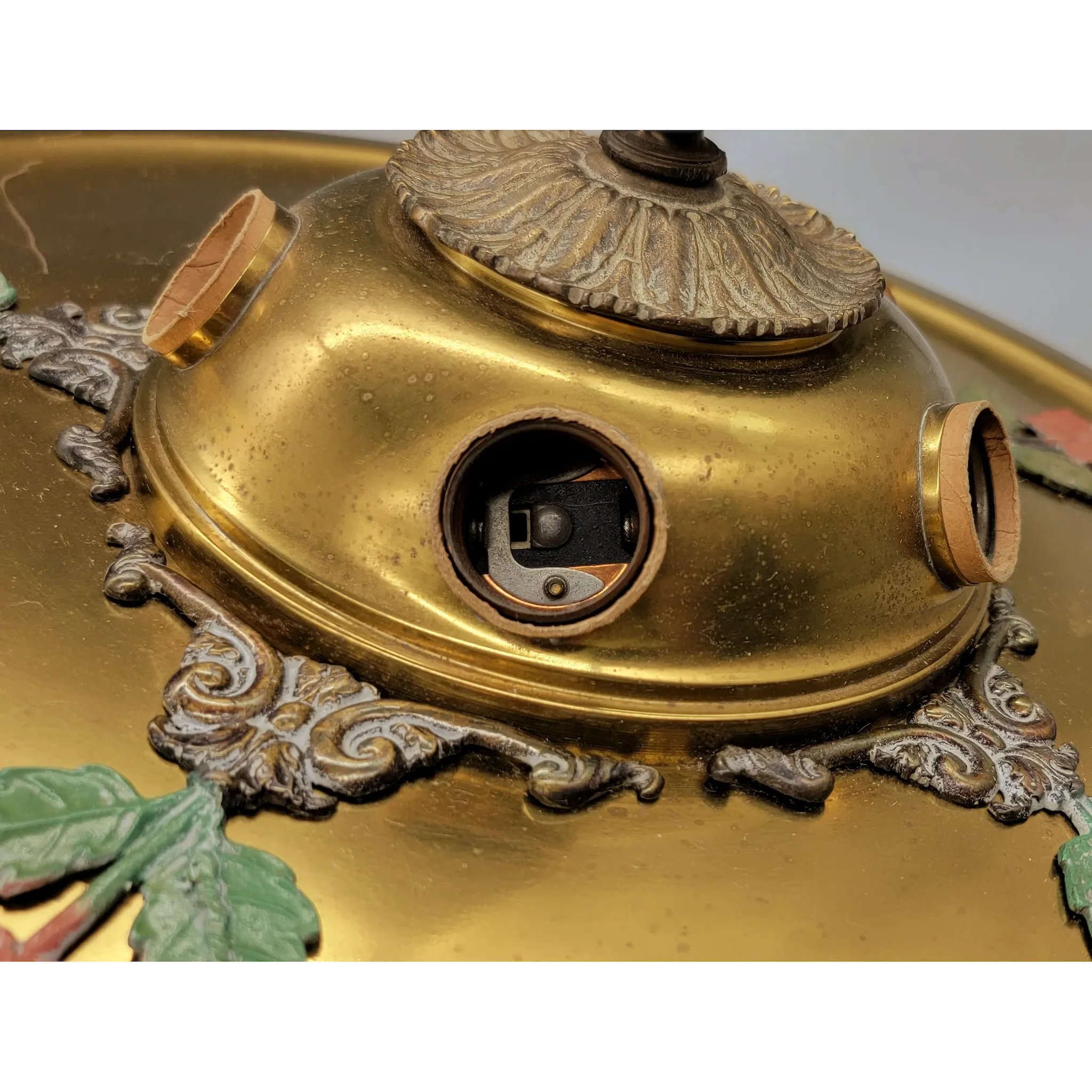 Antique Beardslee Flush Mount Brass 5 Light Fixture - View 5