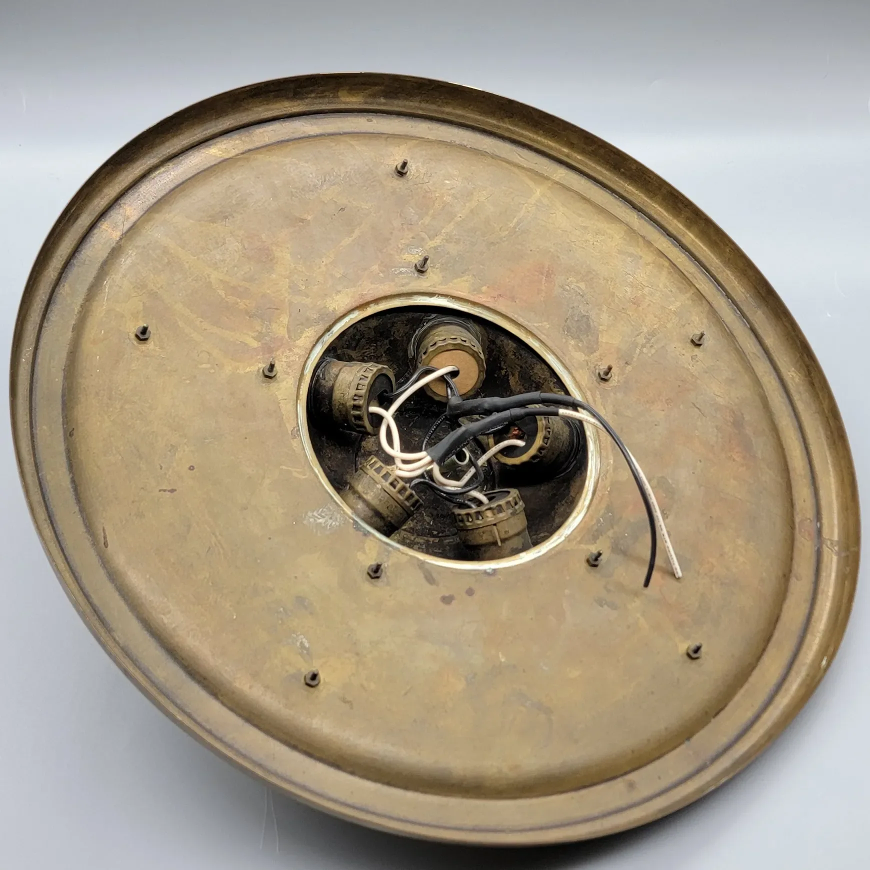 Antique Beardslee Flush Mount Brass 5 Light Fixture - View 7