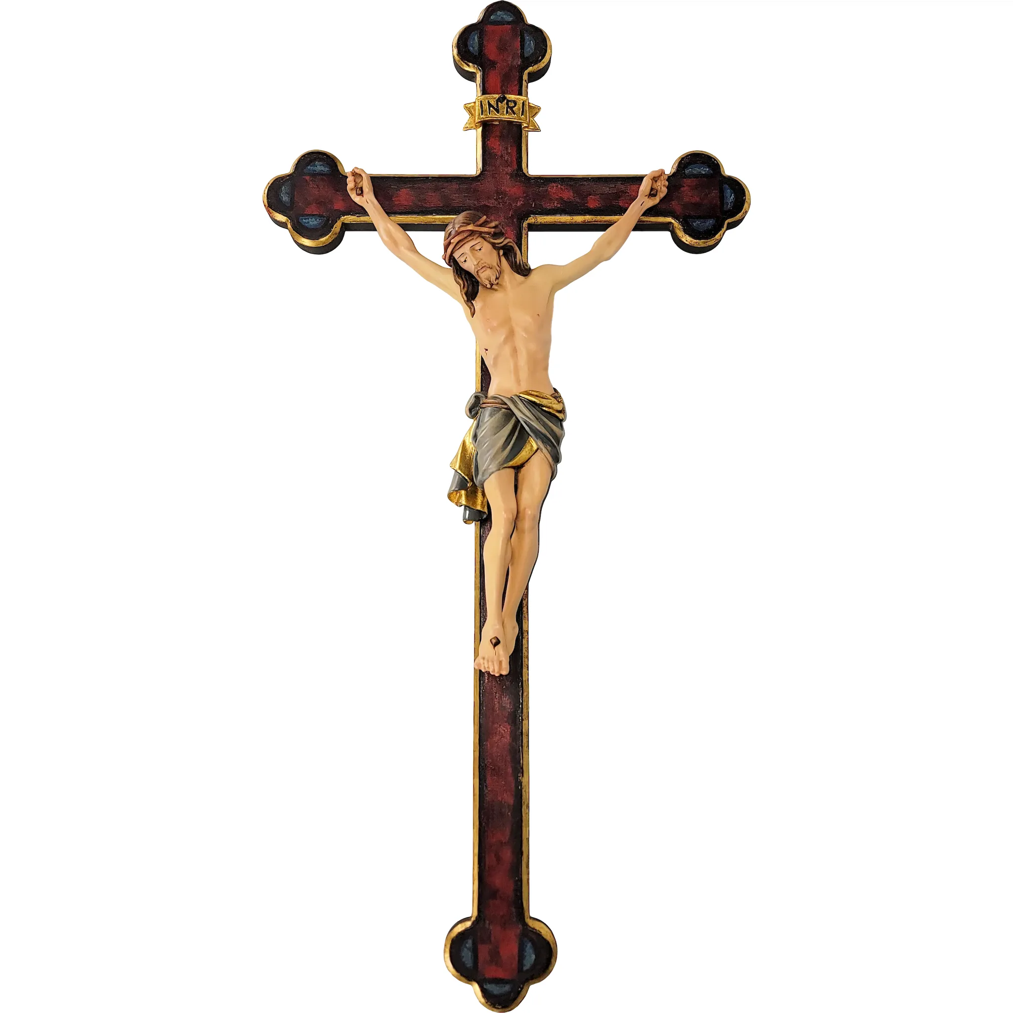 Vintage PEMA Carved Wood Crucifix 27&quot;