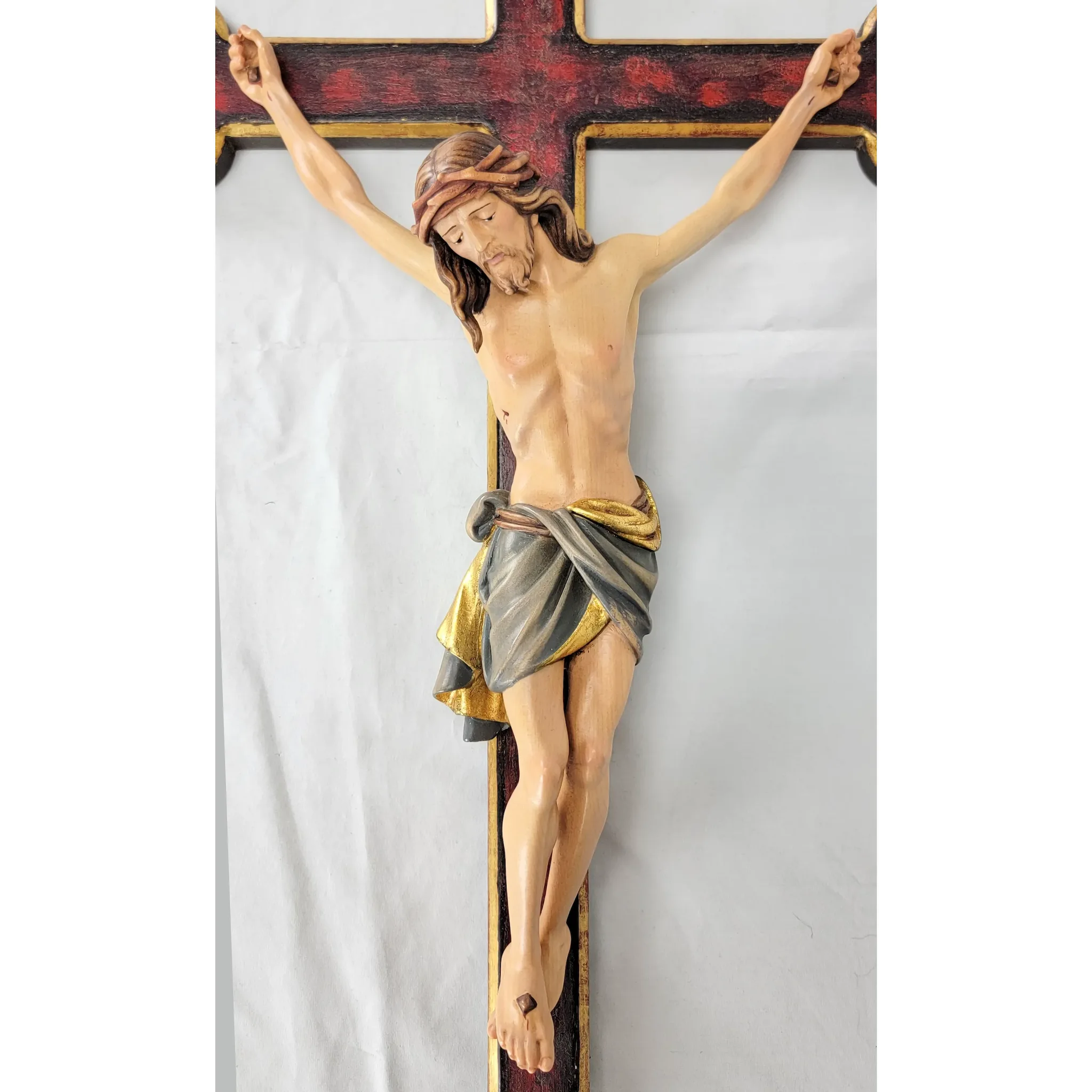 Vintage PEMA Carved Wood Crucifix 27" - View 3