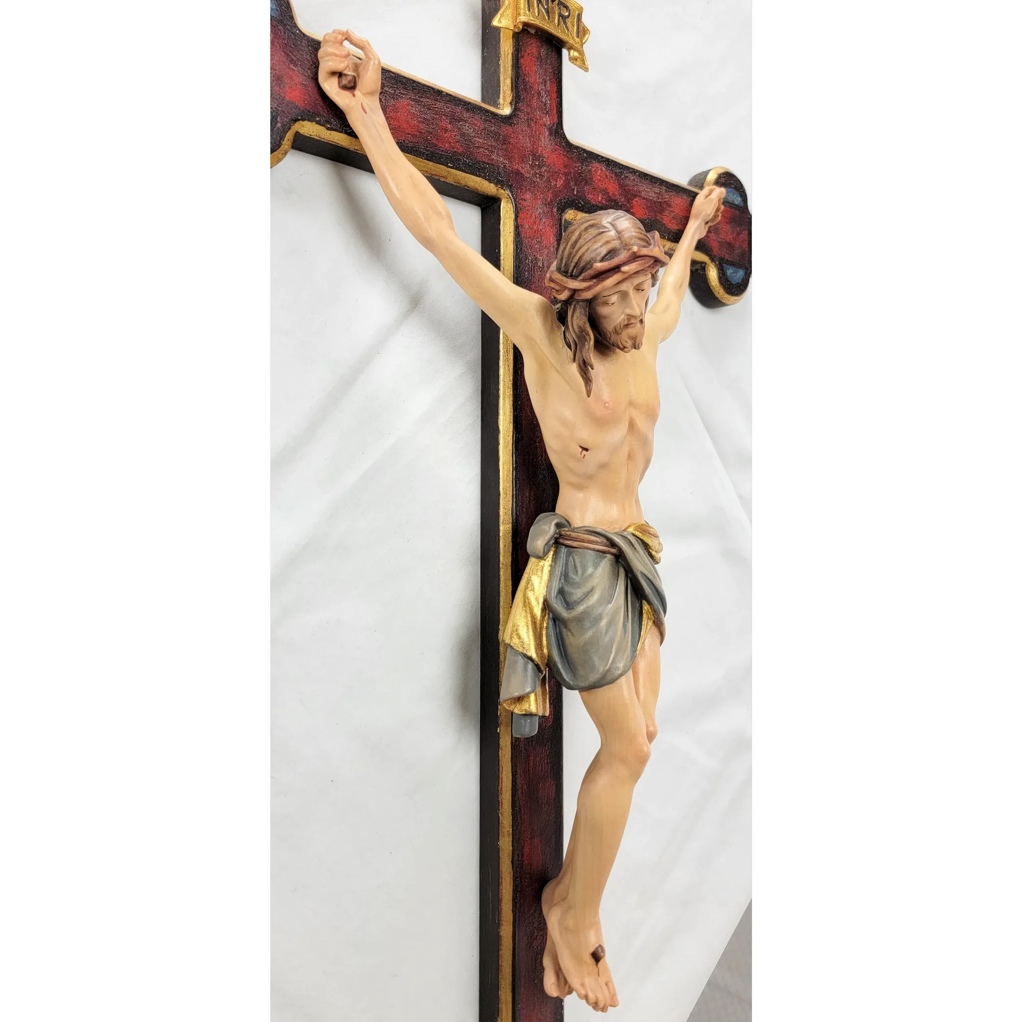 Vintage PEMA Carved Wood Crucifix 27" - View 5