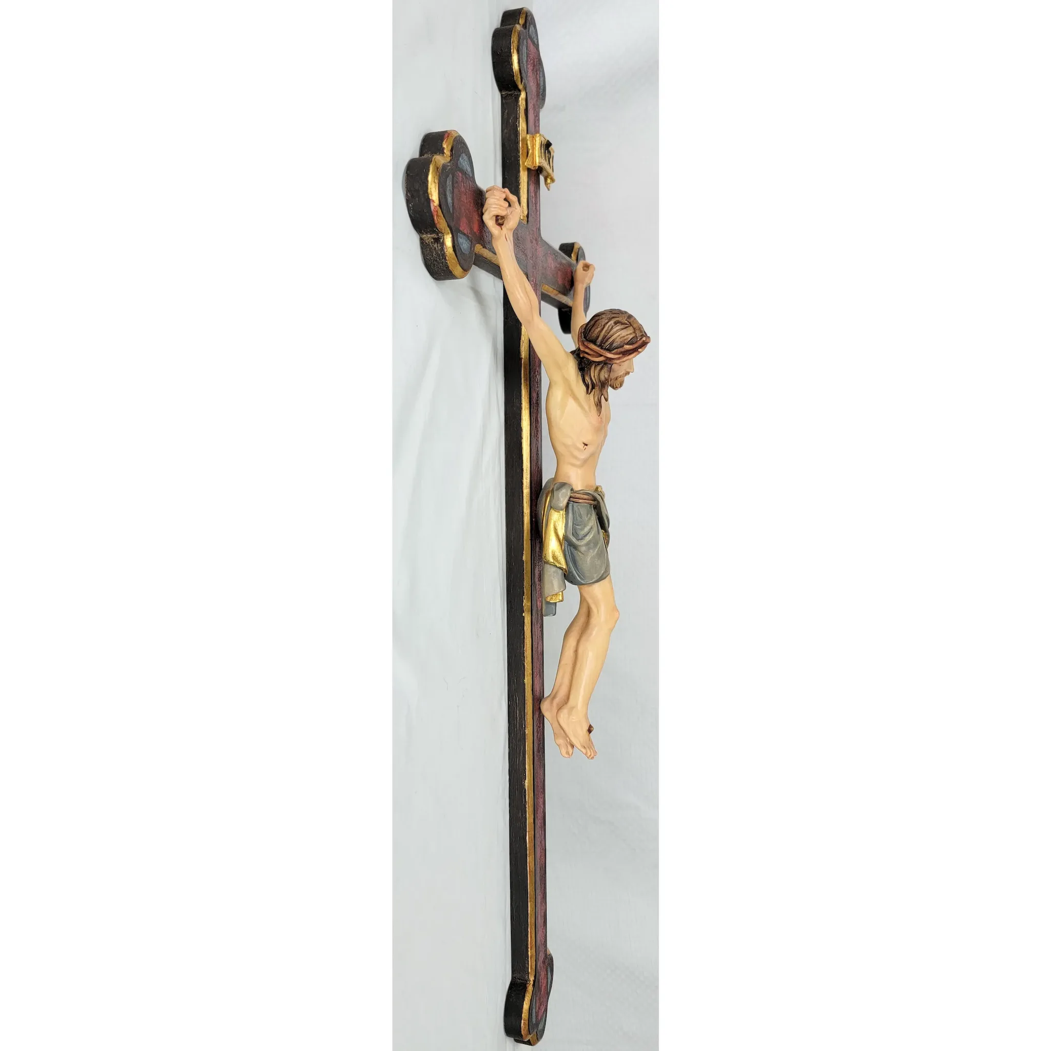 Vintage PEMA Carved Wood Crucifix 27" - View 7