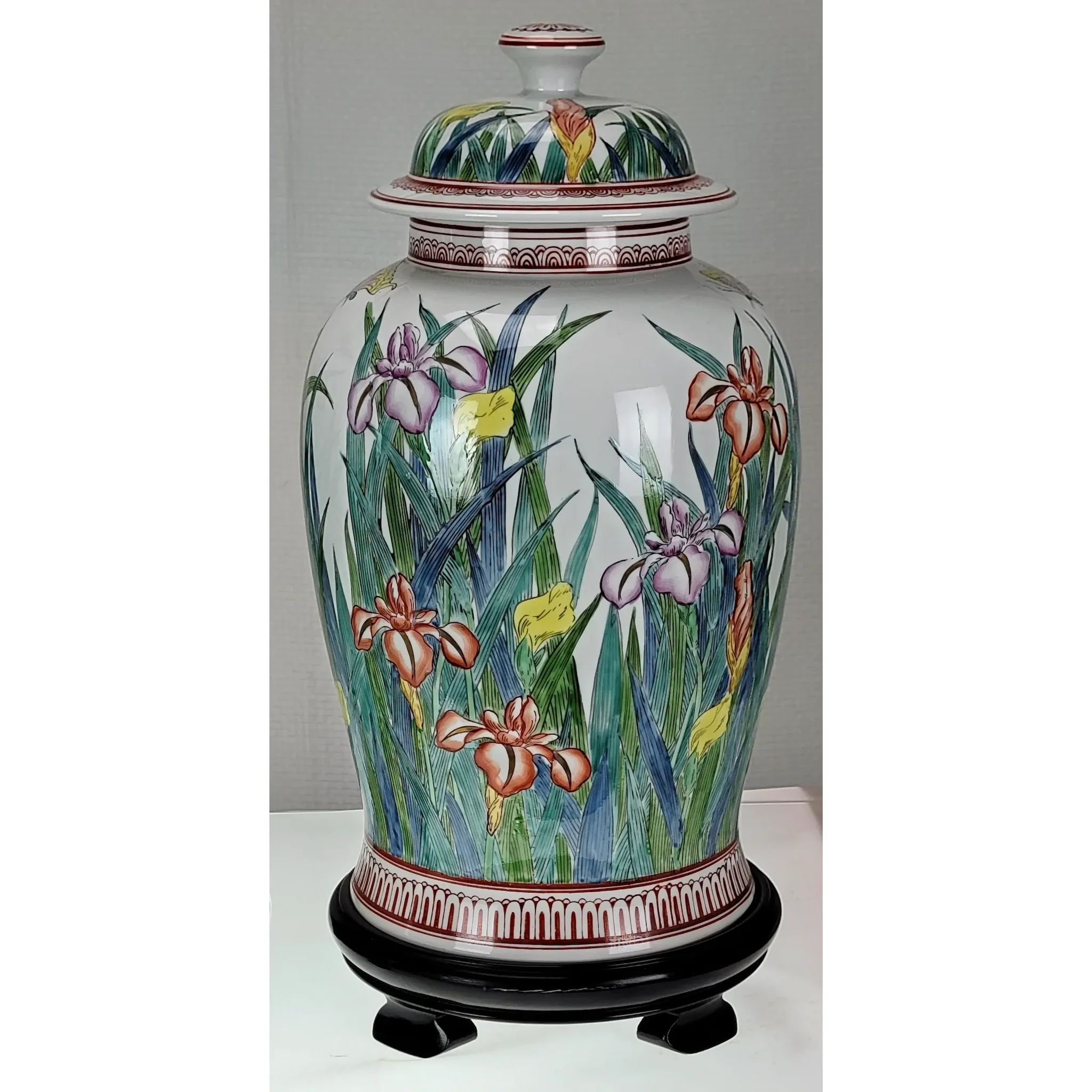 Vintage Pair Large Japanese Porcelain Urns - Signed LJ - View 2