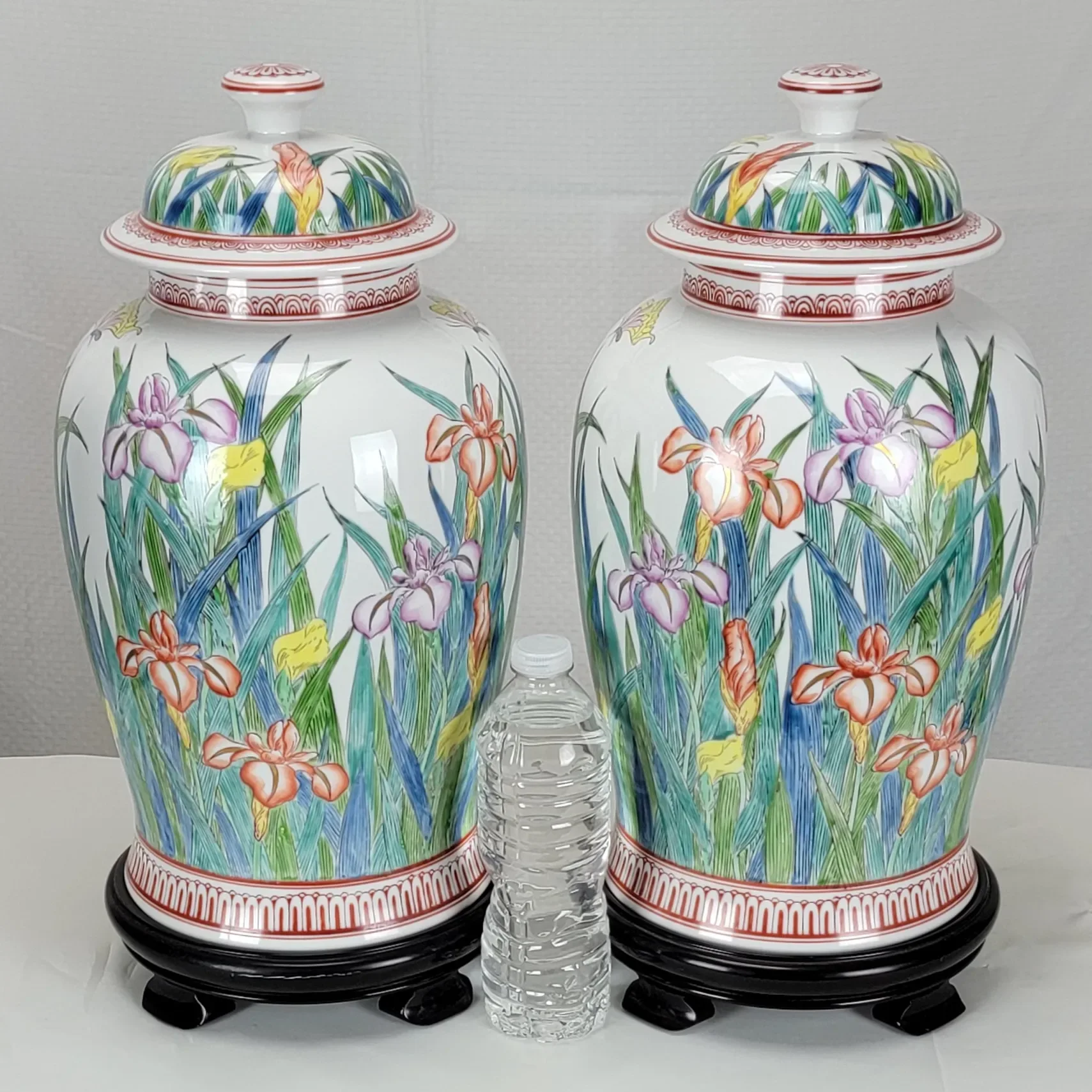 Vintage Pair Large Japanese Porcelain Urns - Signed LJ - View 4