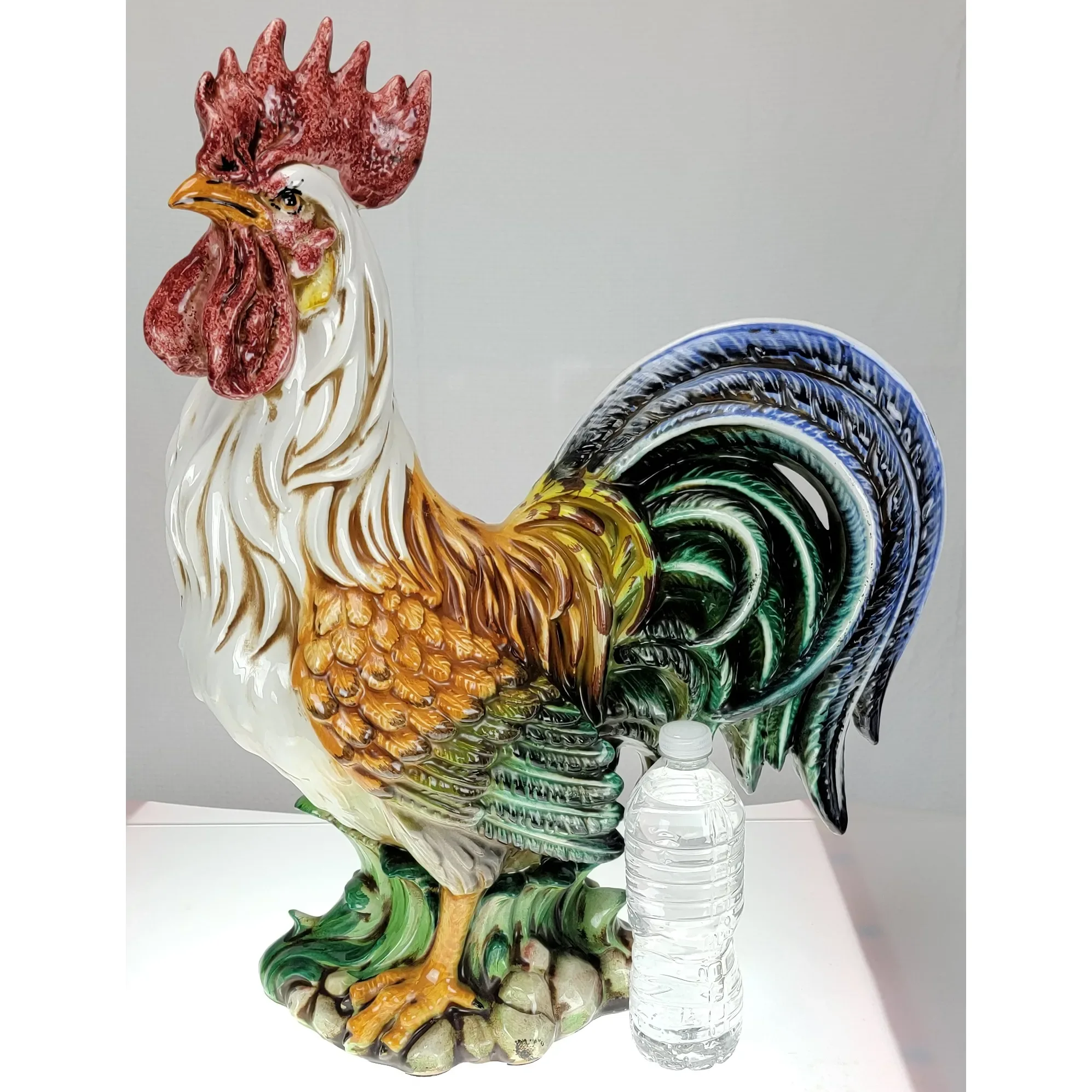 Vintage Large Colorful Ceramic Rooster - Made In Italy - View 2