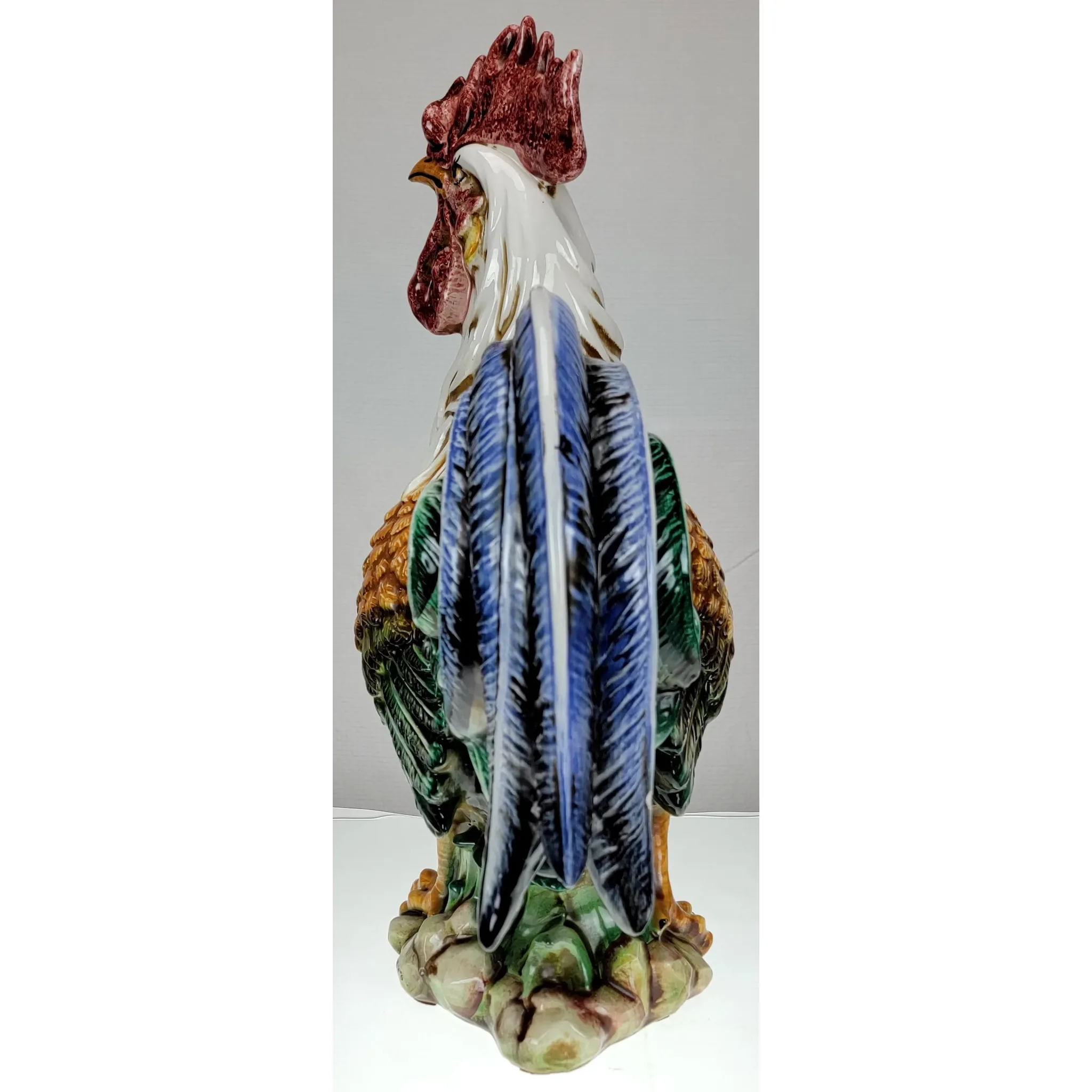 Vintage Large Colorful Ceramic Rooster - Made In Italy - View 4