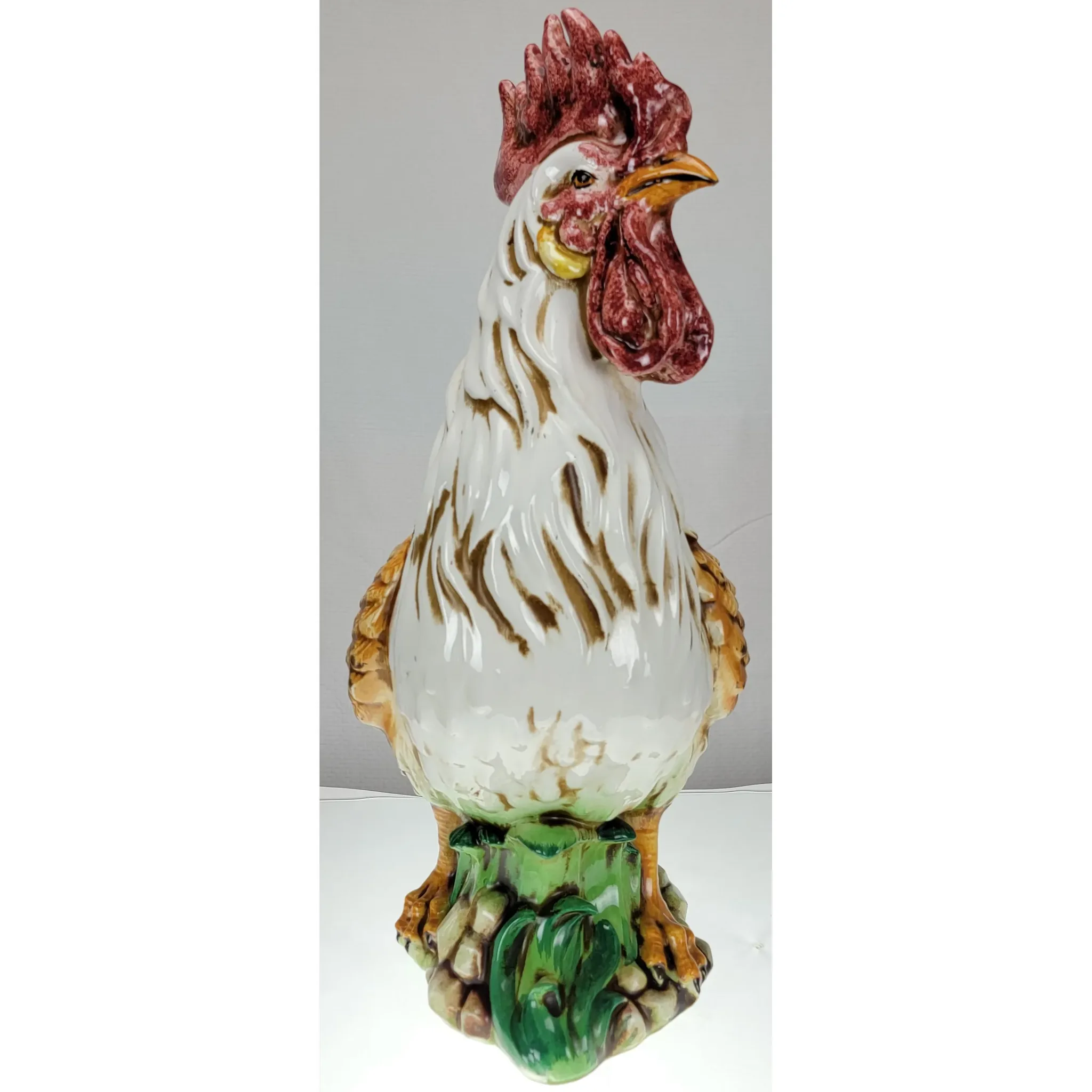 Vintage Large Colorful Ceramic Rooster - Made In Italy - View 8