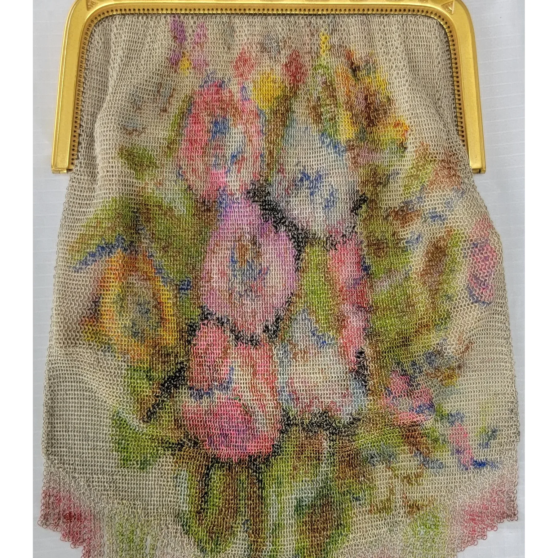 Art Deco Whiting & Davis Mesh Purse - Floral - View 6