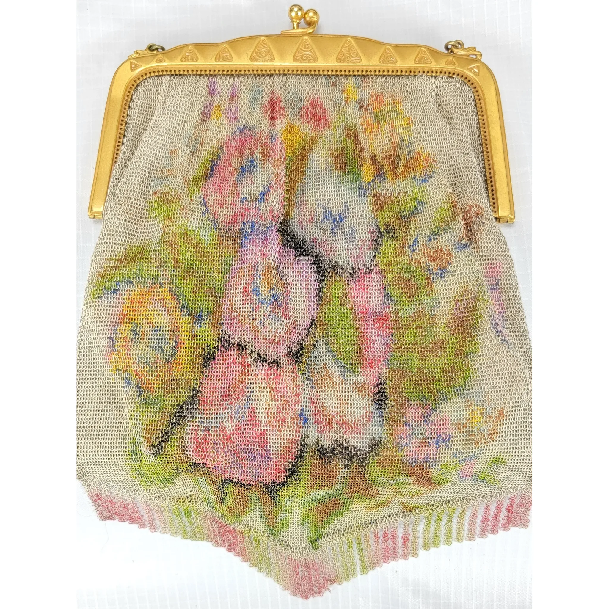 Art Deco Whiting & Davis Mesh Purse - Floral - View 8