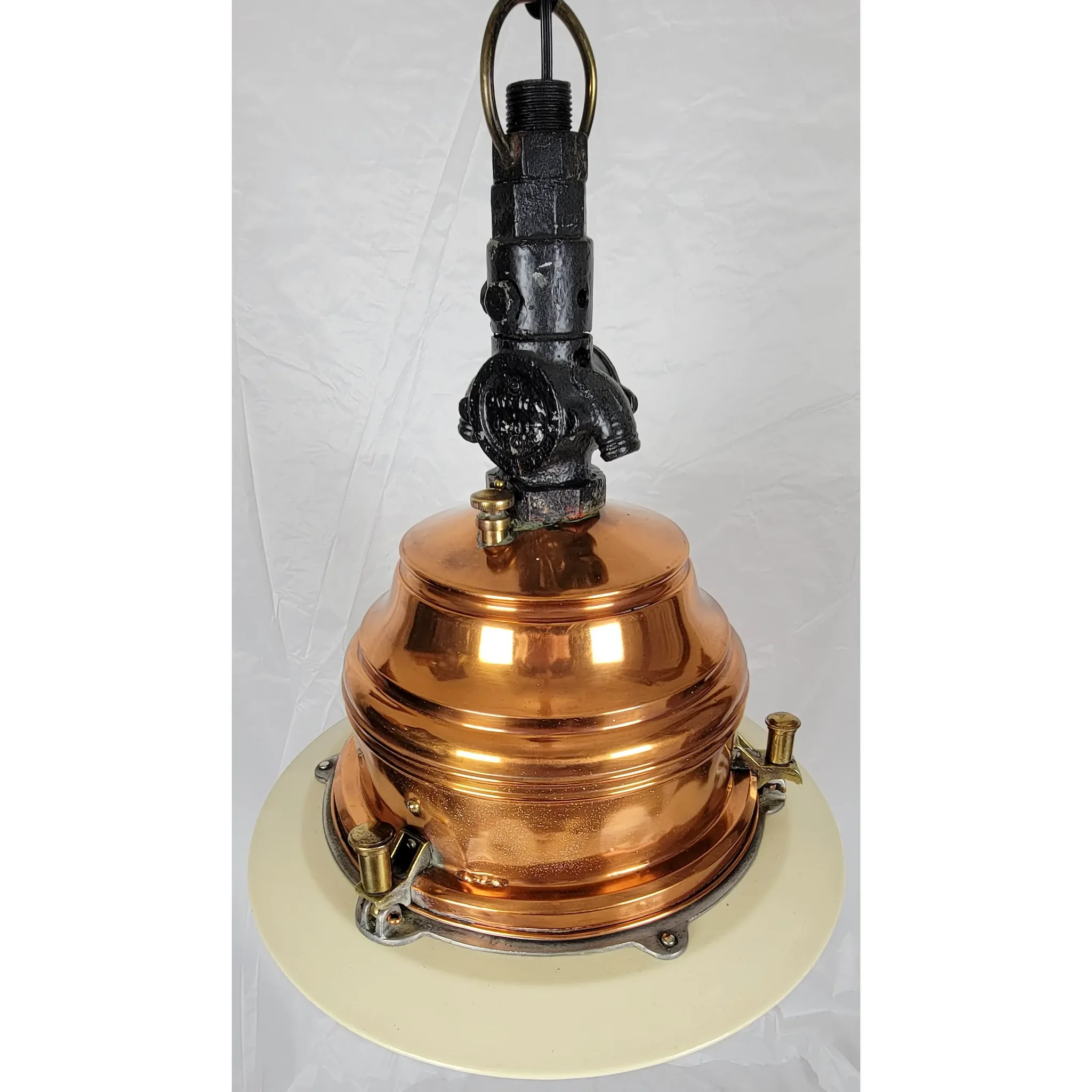 1937 English Copper Street Lamp Light Fixture - Fulham Di-Fractor Lantern - View 4