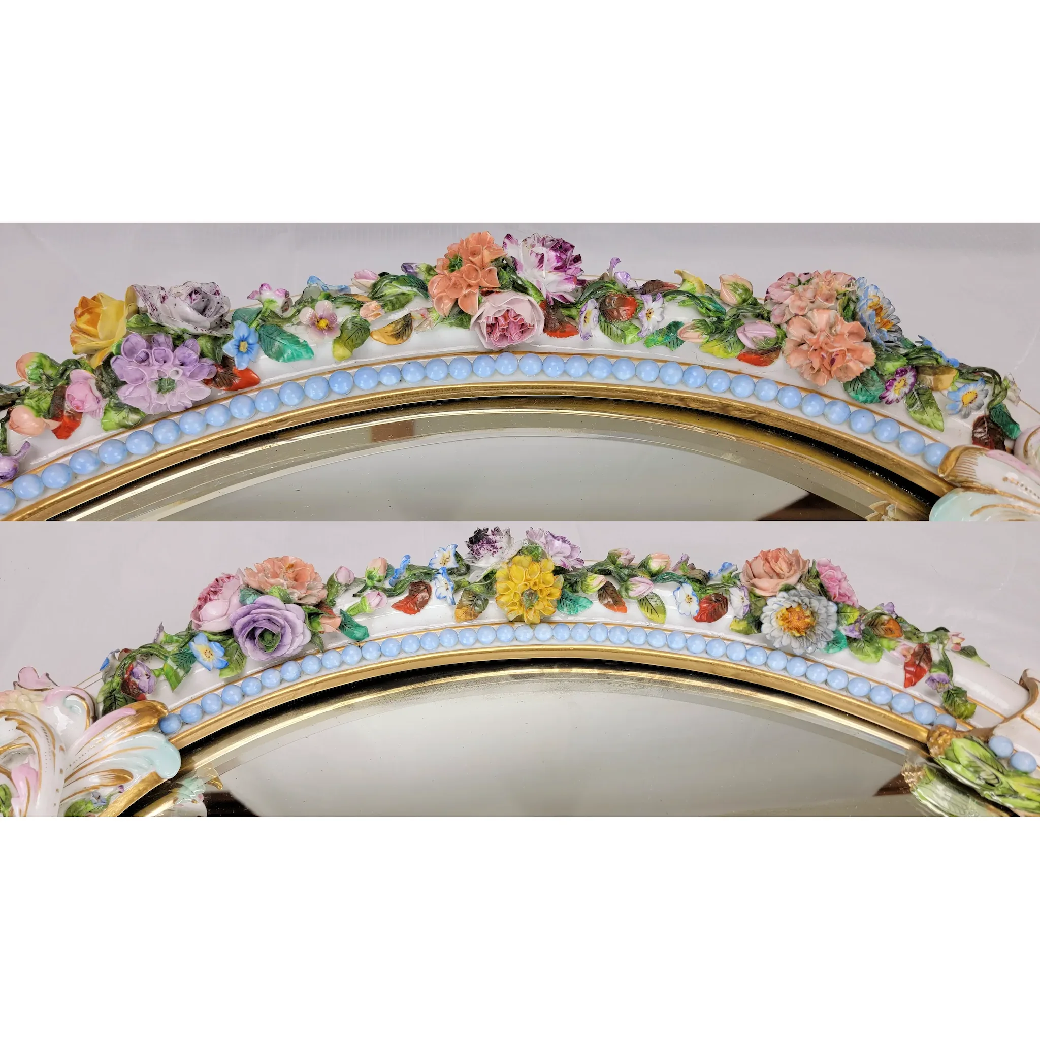 Antique Meissen Porcelain Mirror - Marie Antoinette Portrait - Cherubs - View 10
