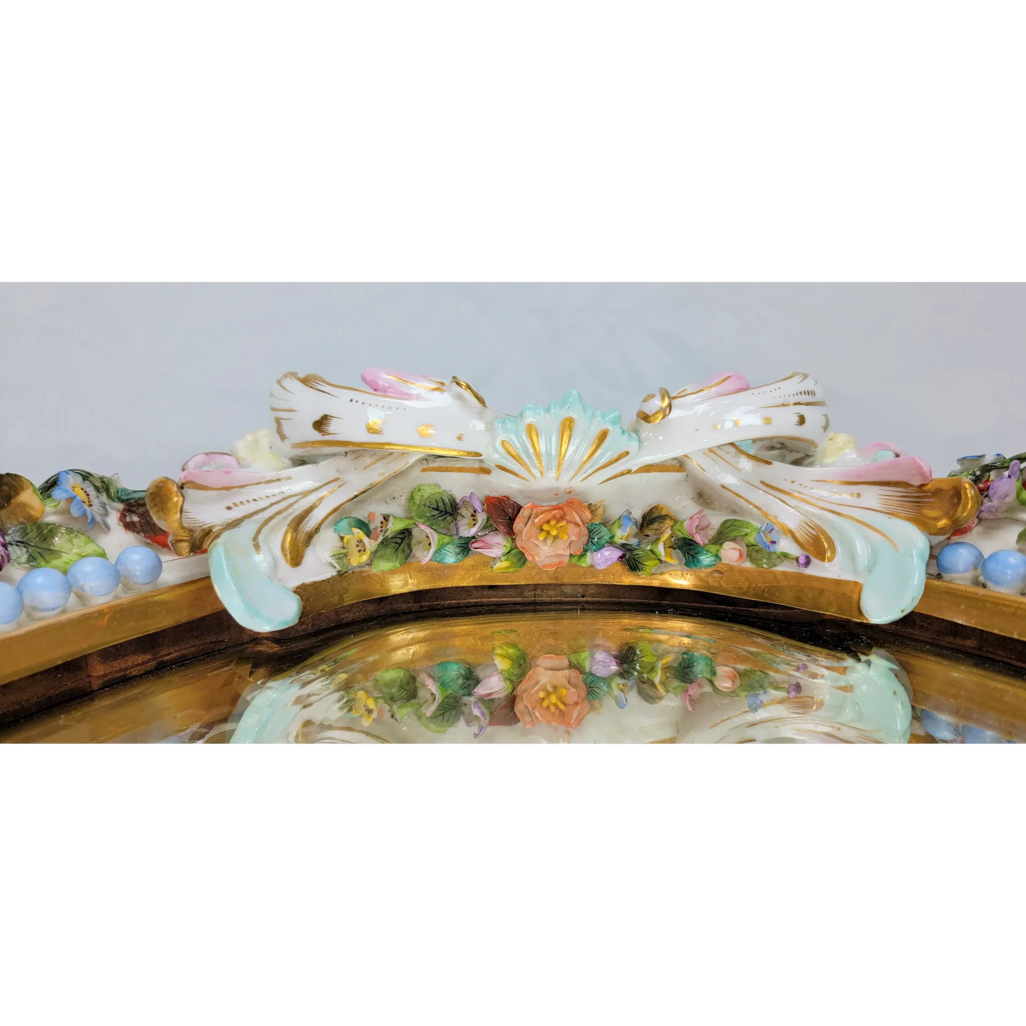 Antique Meissen Porcelain Mirror - Marie Antoinette Portrait - Cherubs - View 11