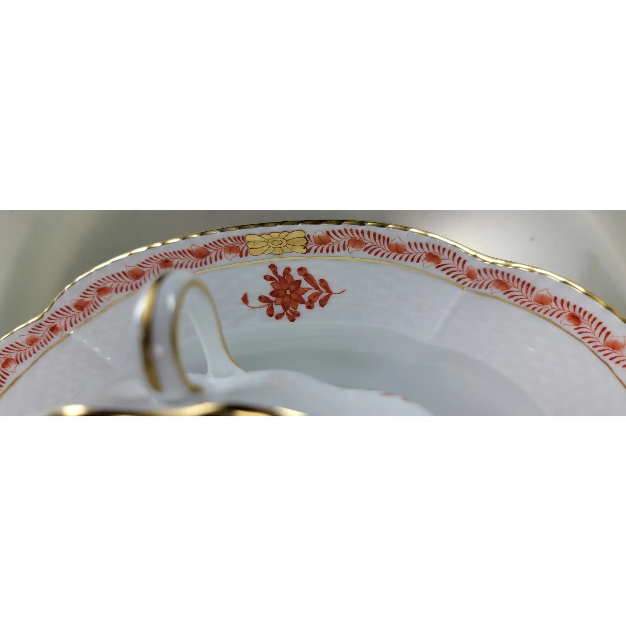 Herend Porcelain Chinese Bouquet Rust Gravy Boat A0G - View 6