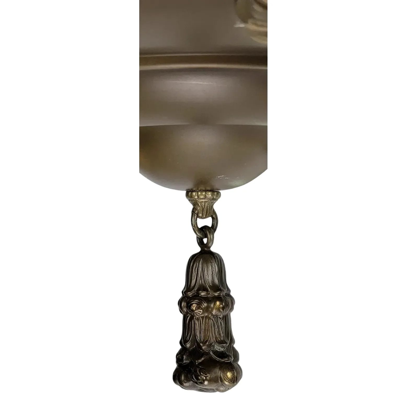 1920s Brass 5 Light Fixture - Nuart Carnival Glass Shades - View 8