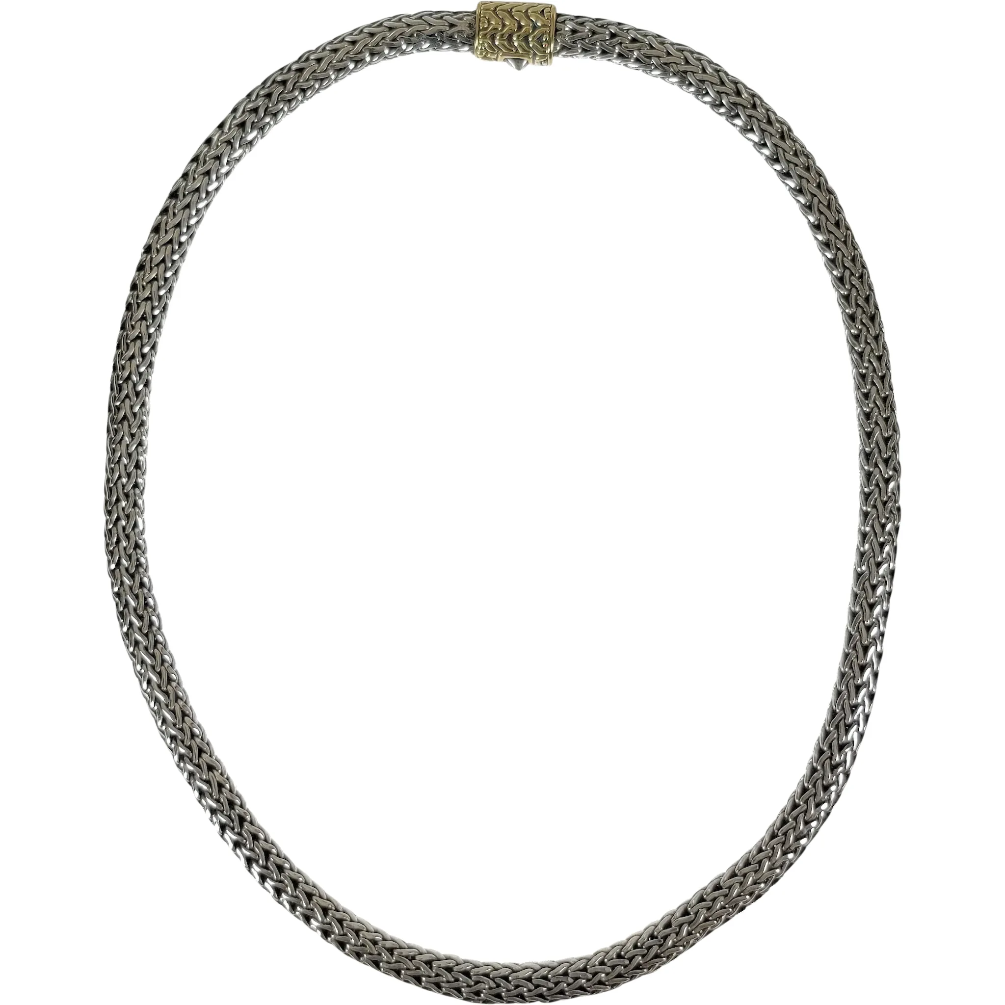 Classic John Hardy Wheat Choker Necklace .925 Silver 18K Gold