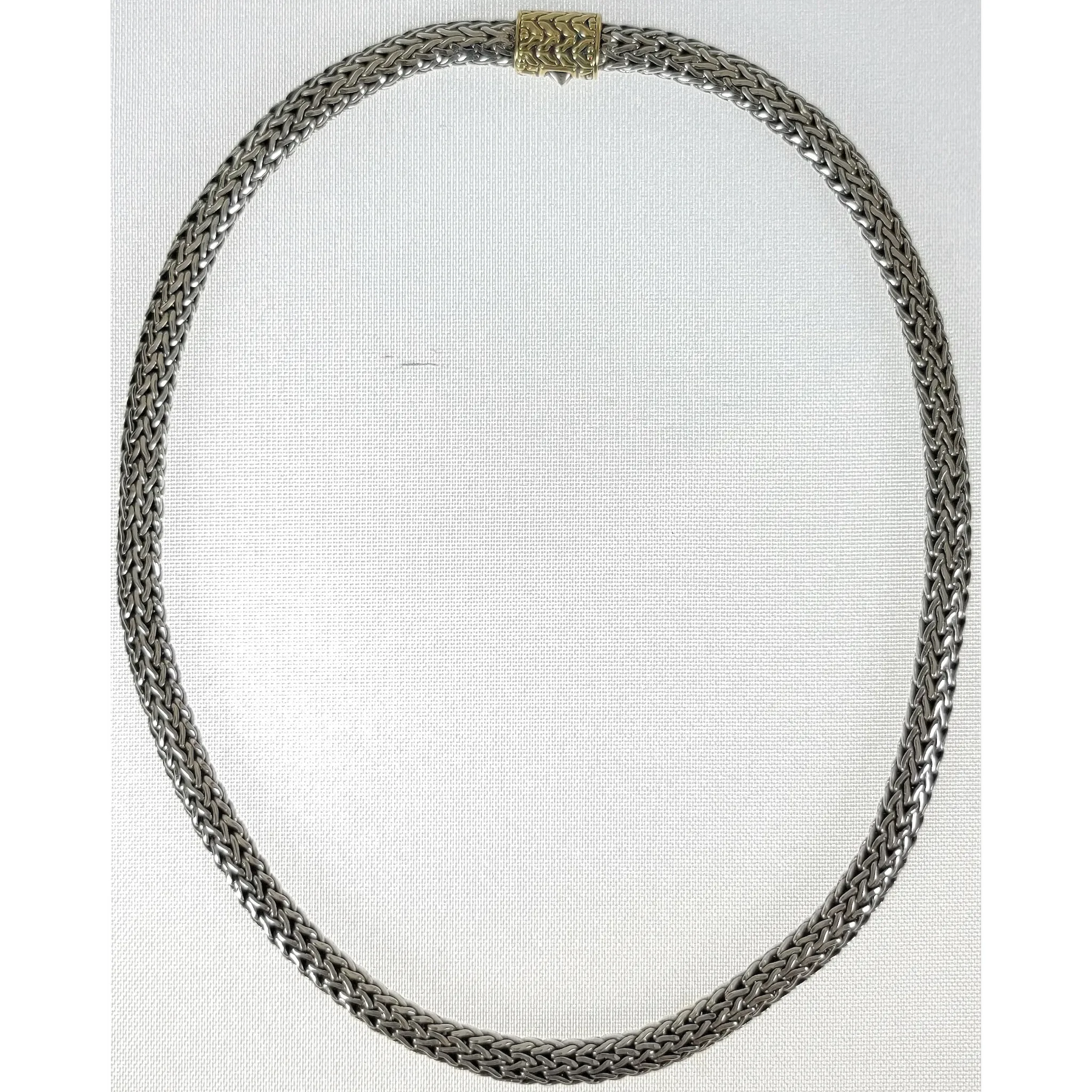 Classic John Hardy Wheat Choker Necklace .925 Silver 18K Gold - View 2