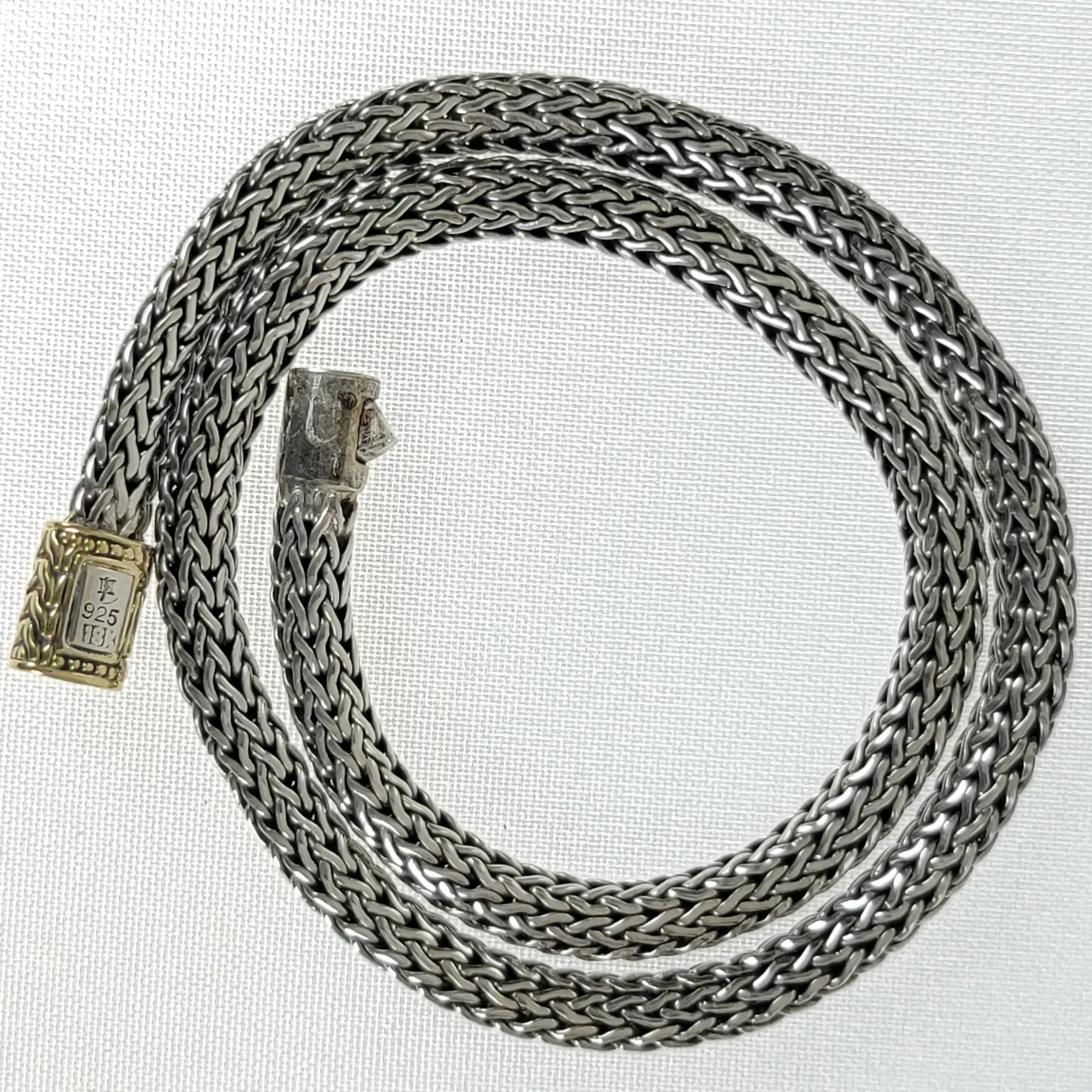 Classic John Hardy Wheat Choker Necklace .925 Silver 18K Gold - View 3