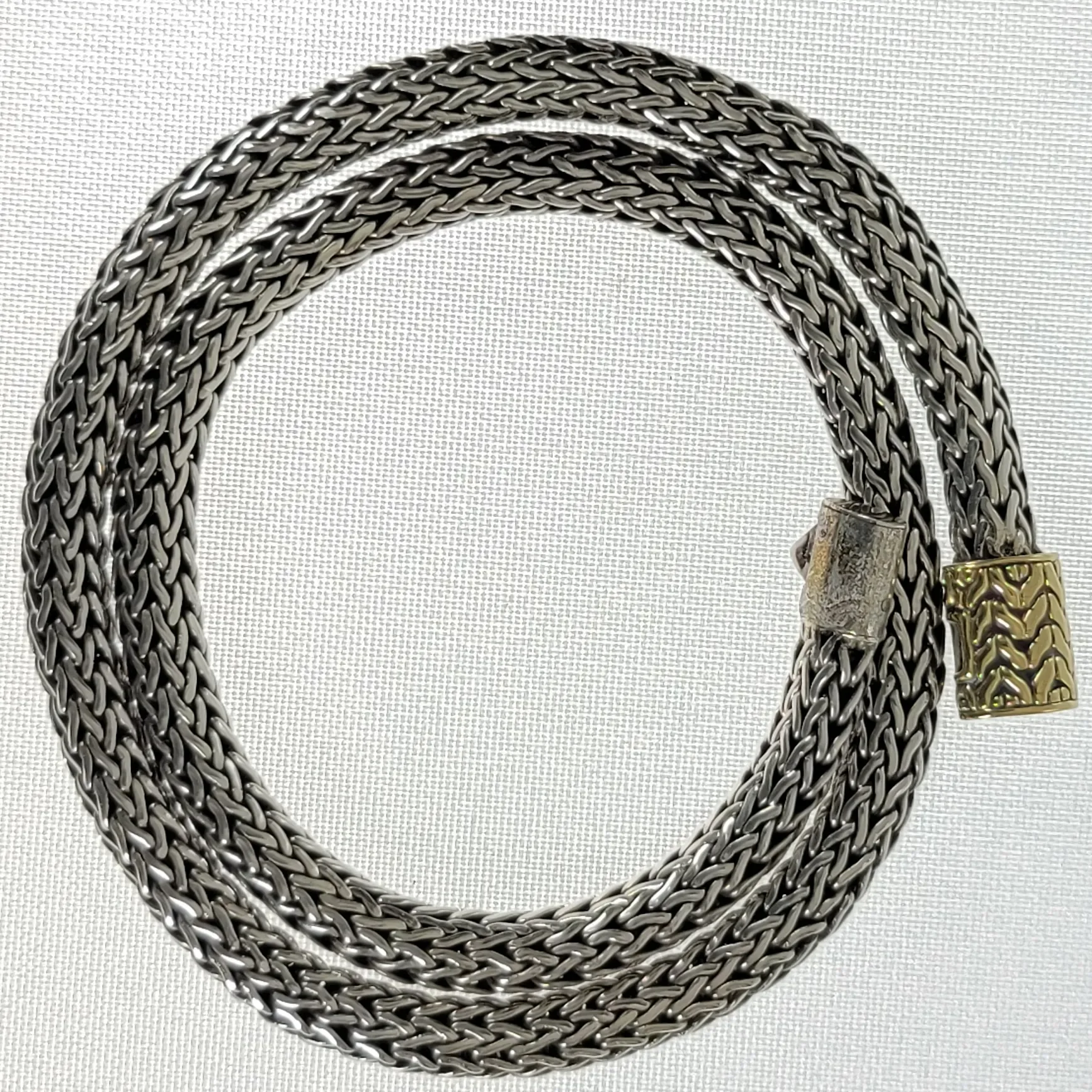 Classic John Hardy Wheat Choker Necklace .925 Silver 18K Gold - View 4