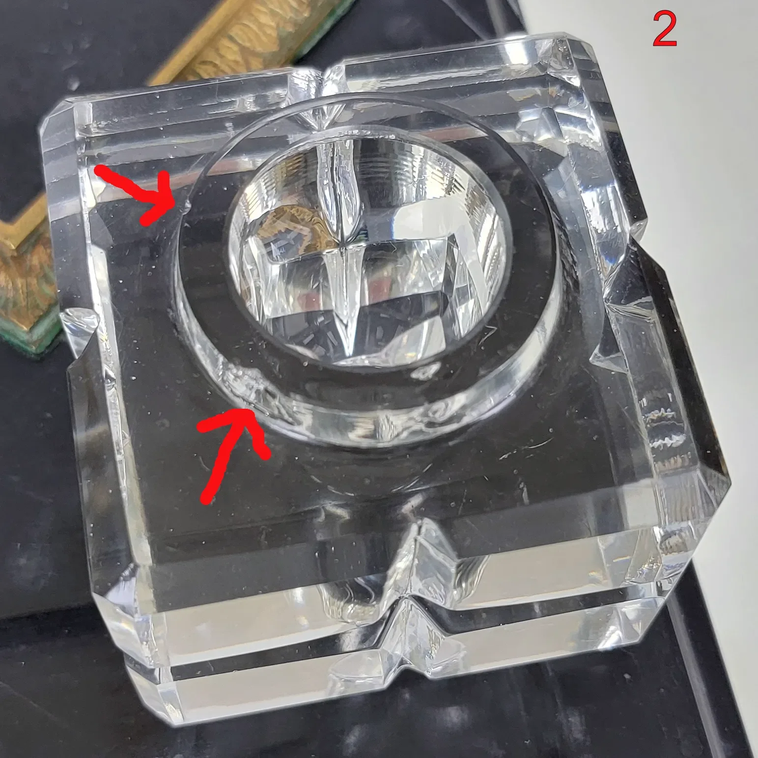 French Marble and Bronze Desk Set - Cut Crystal Inkwells - View 7