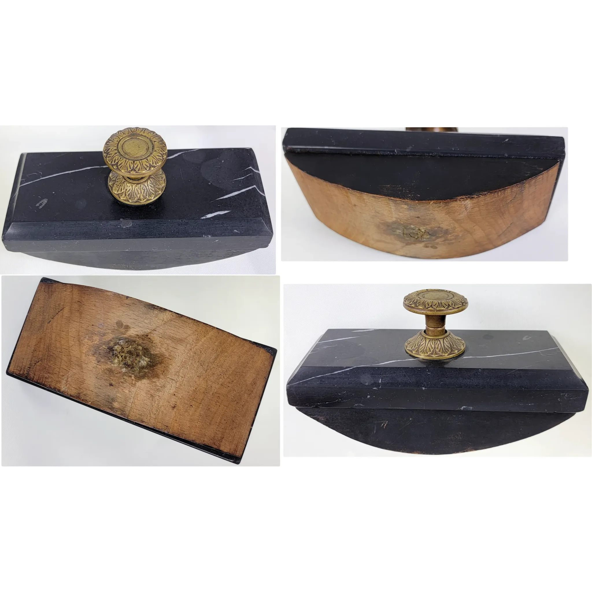 French Marble and Bronze Desk Set - Cut Crystal Inkwells - View 8