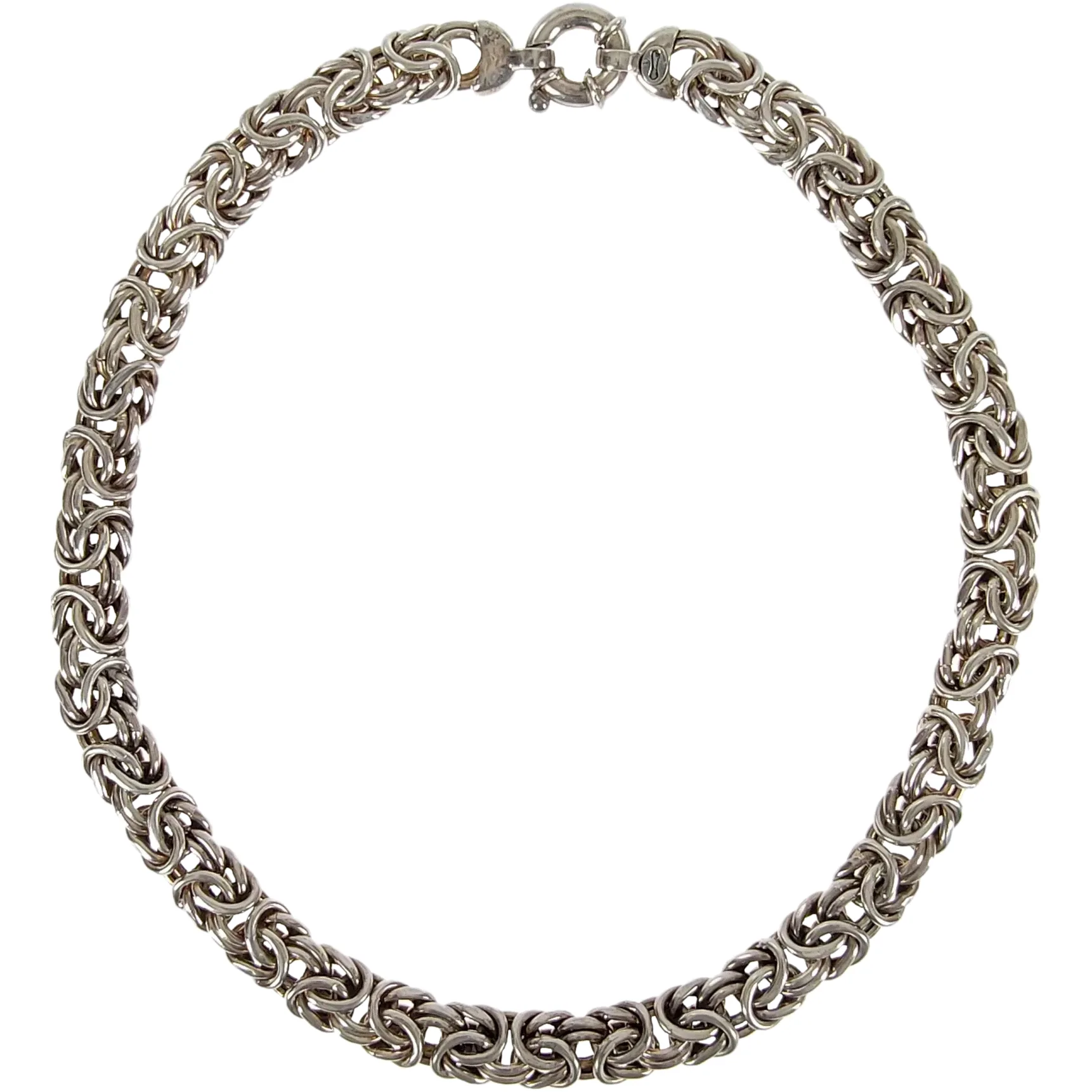Vintage Oval Byzantine Necklace - Italy 925 - 88 Gram
