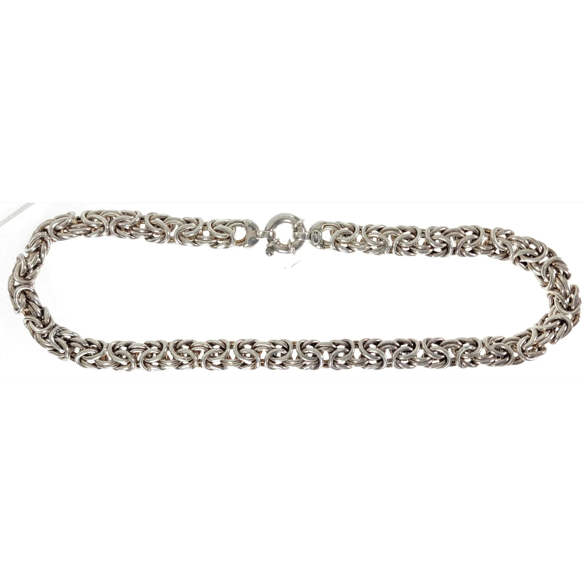 Vintage Oval Byzantine Necklace - Italy 925 - 88 Gram: silver, red (side view) - Jewelry