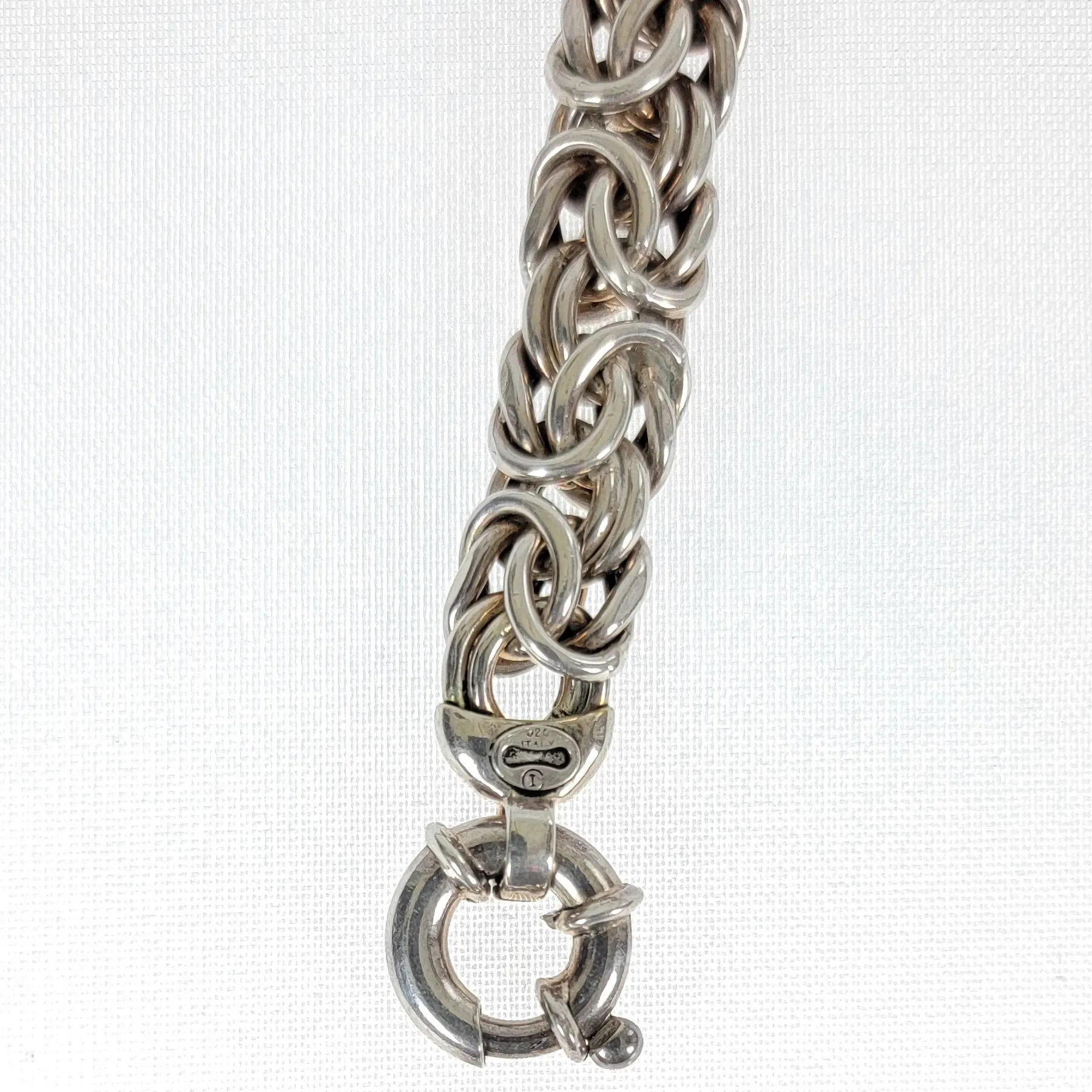 Vintage Oval Byzantine Necklace - Italy 925 - 88 Gram: silver, red (back view) - Jewelry