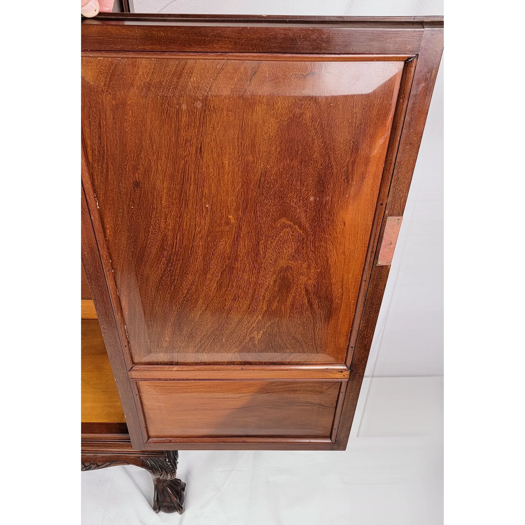 Antique 19th C. Carved Mahogany Chippendale Style Music Cabinet - Ball & Claw Feet - View 10