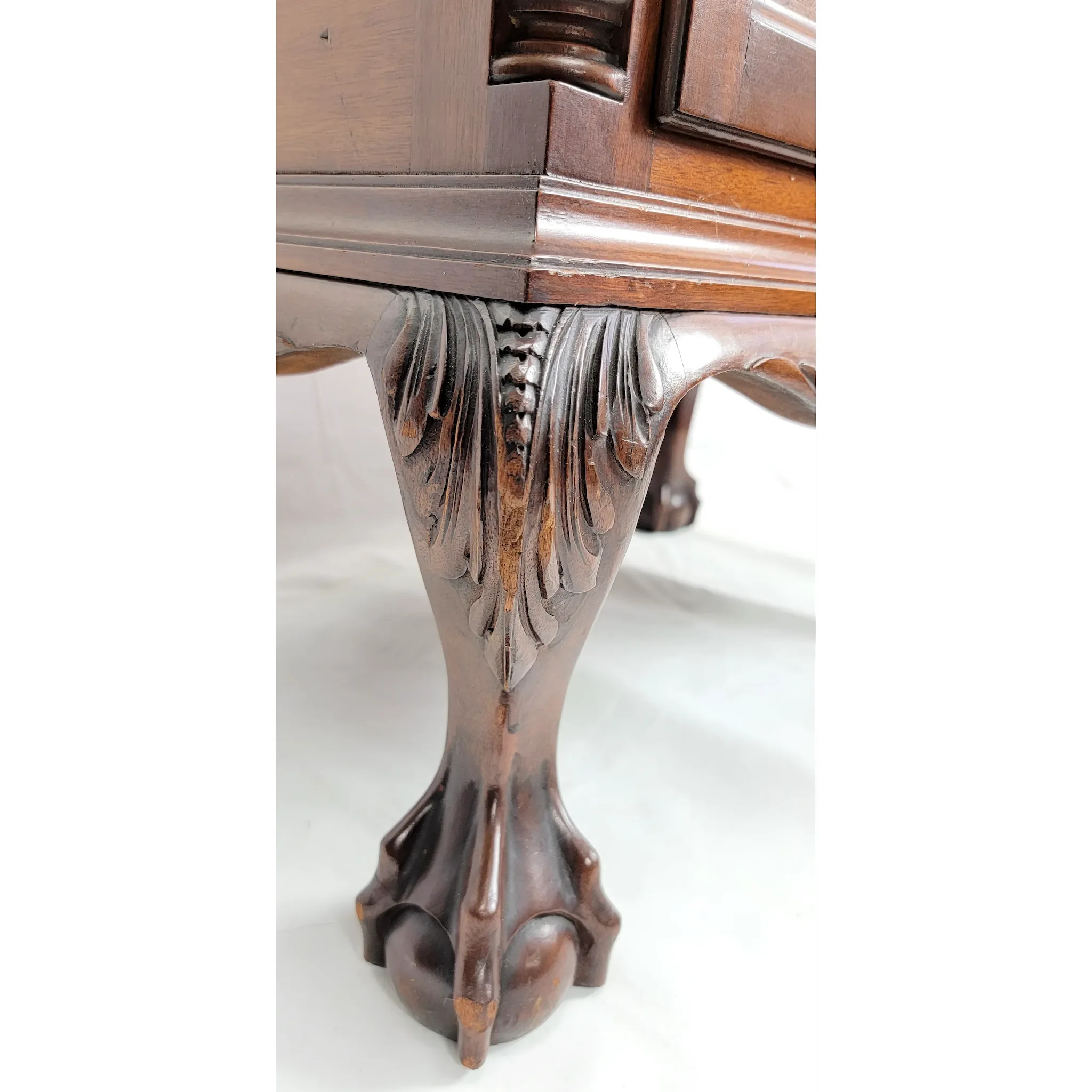 Antique 19th C. Carved Mahogany Chippendale Style Music Cabinet - Ball & Claw Feet - View 13