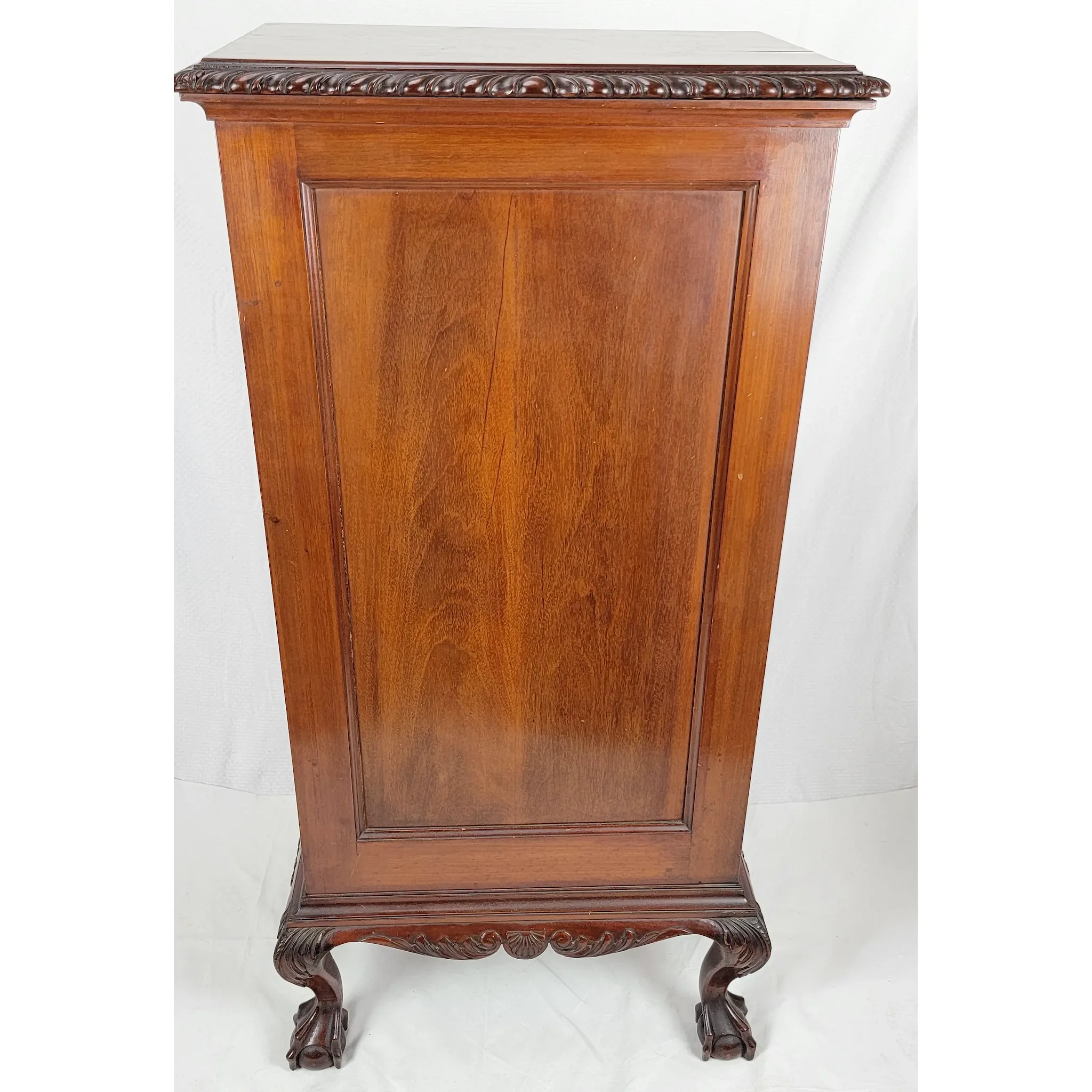 Antique 19th C. Carved Mahogany Chippendale Style Music Cabinet - Ball & Claw Feet - View 2