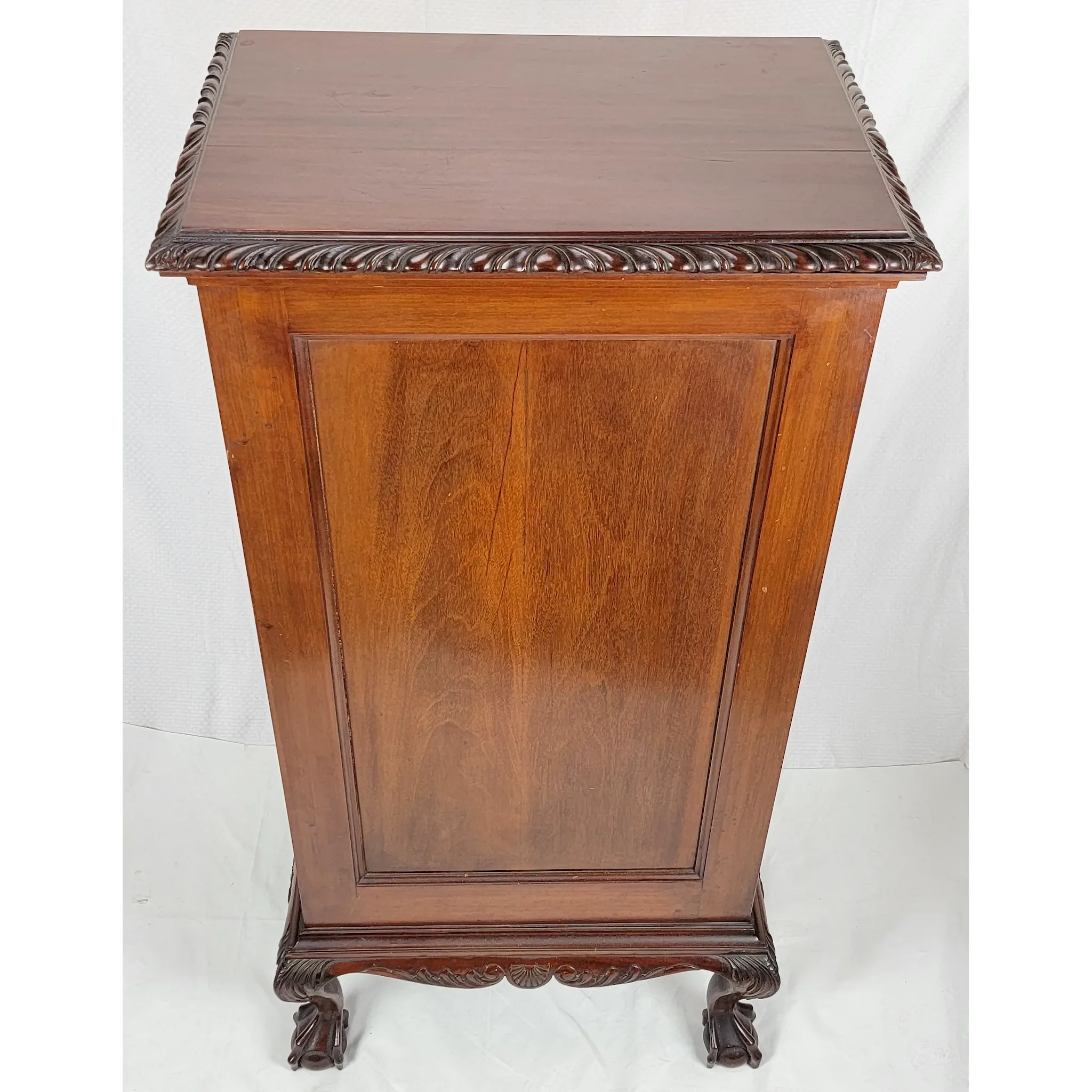 Antique 19th C. Carved Mahogany Chippendale Style Music Cabinet - Ball & Claw Feet - View 3