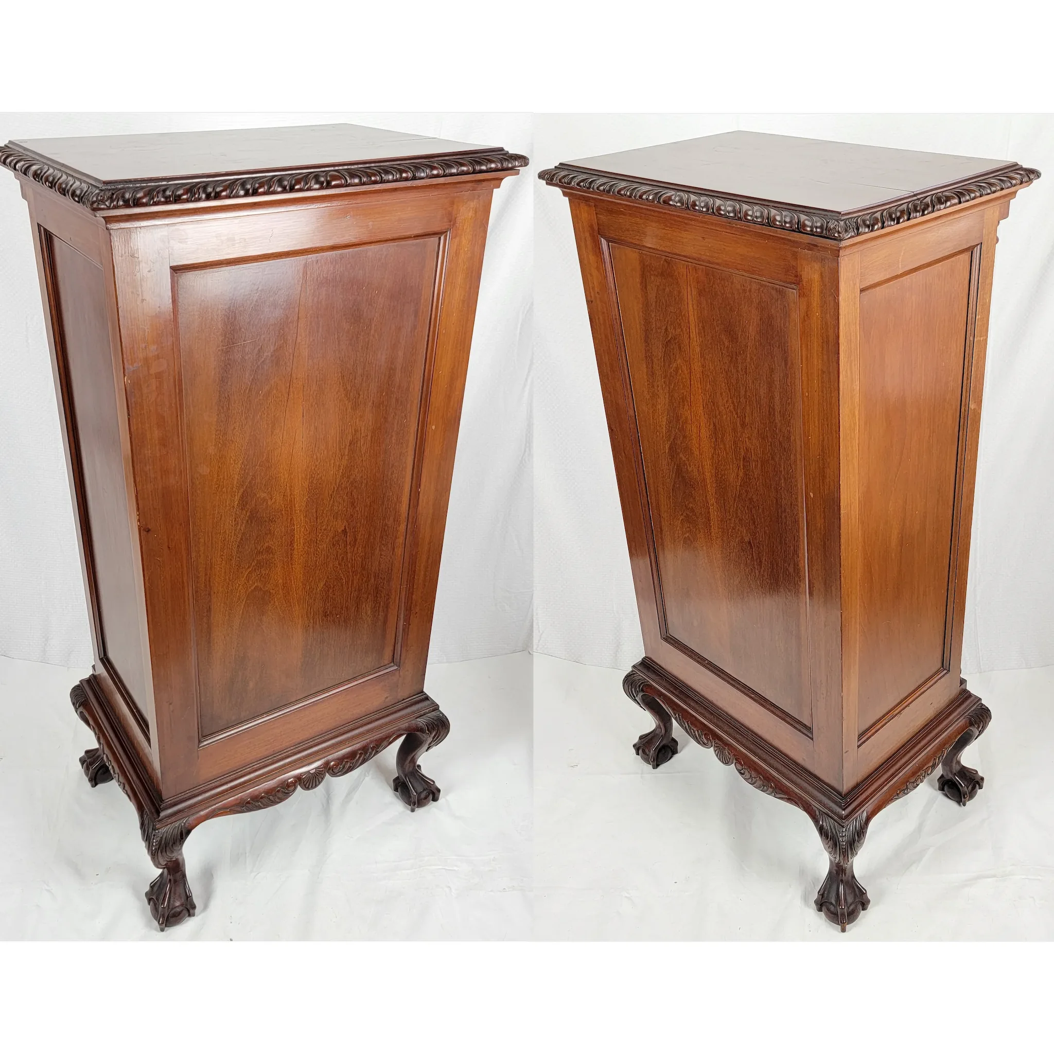 Antique 19th C. Carved Mahogany Chippendale Style Music Cabinet - Ball & Claw Feet - View 5