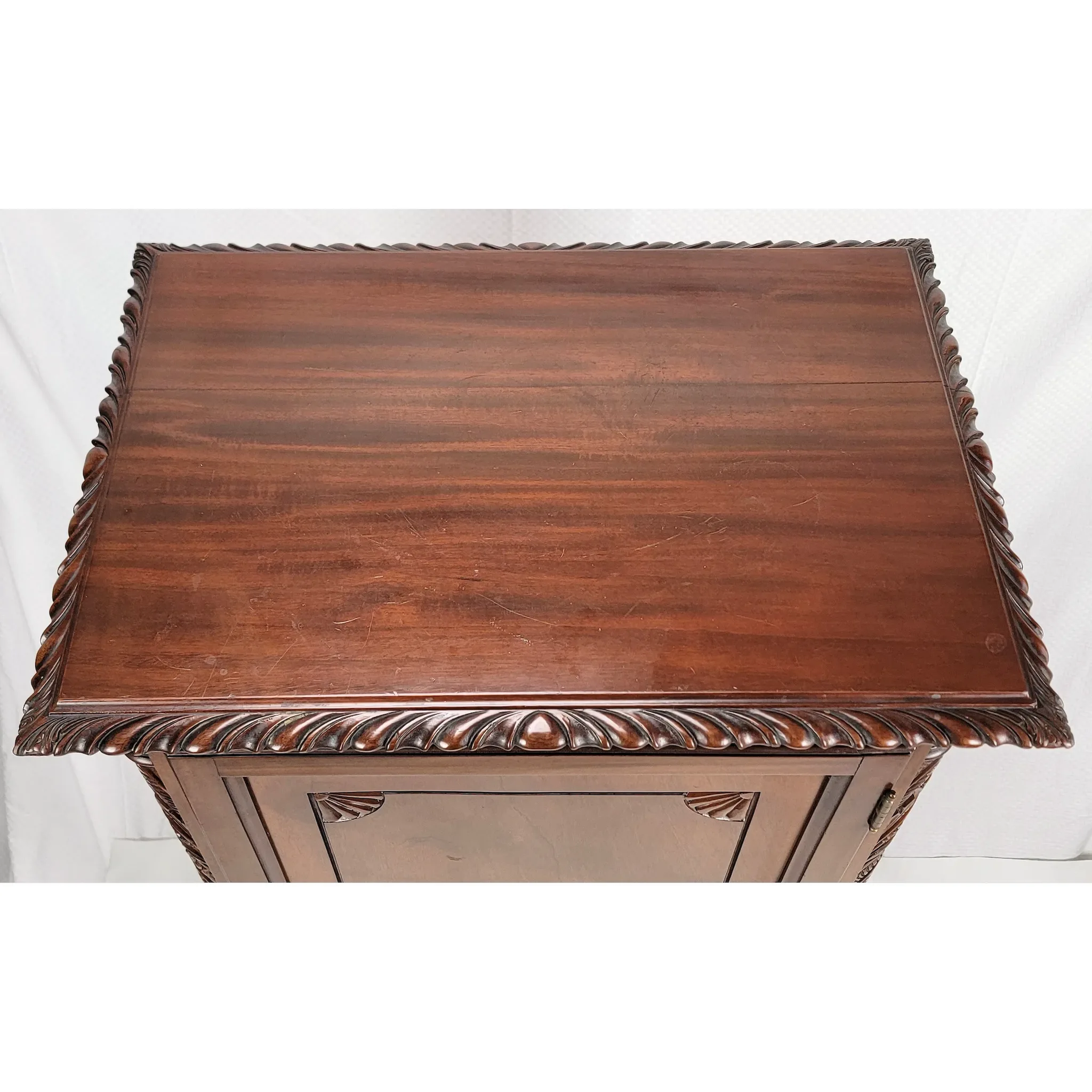 Antique 19th C. Carved Mahogany Chippendale Style Music Cabinet - Ball & Claw Feet - View 9