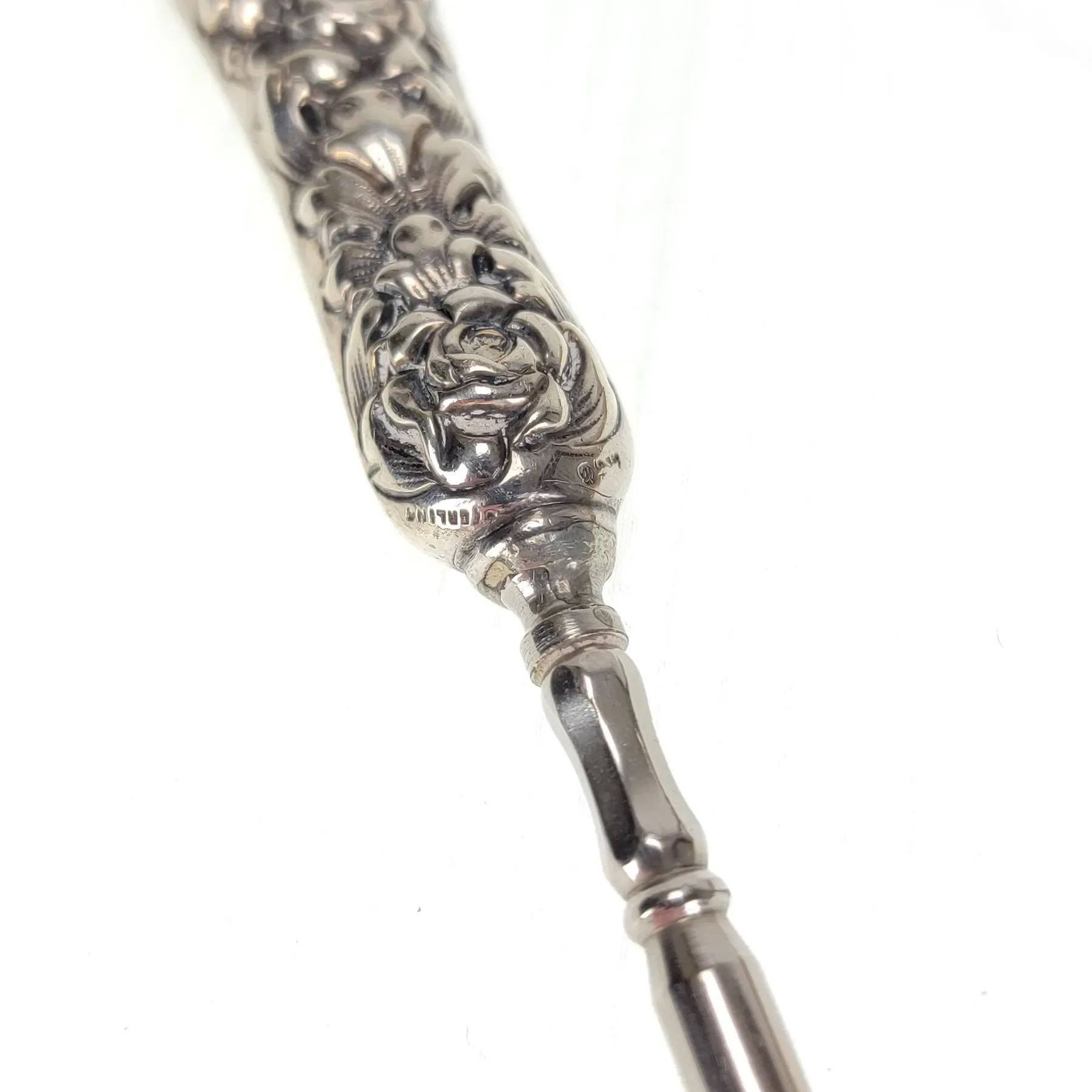 Antique Gorham Sterling Silver Repousse Vanity Set - Mirror, Brushes, Whisk Broom - View 13