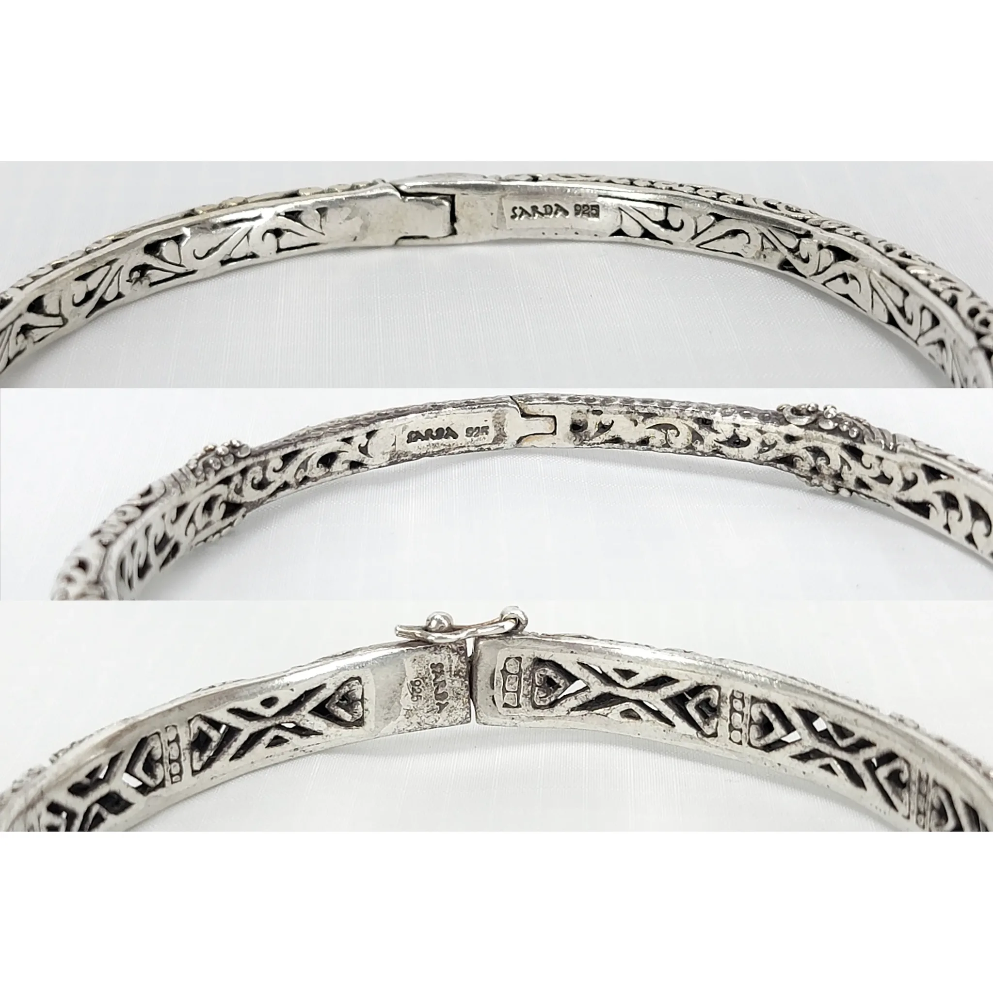 Set of 3 Sterling Silver 925 Sarda Bangle Bracelets - View 11