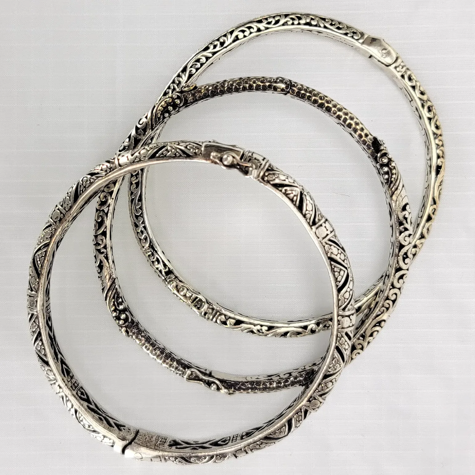 Set of 3 Sterling Silver 925 Sarda Bangle Bracelets - View 5