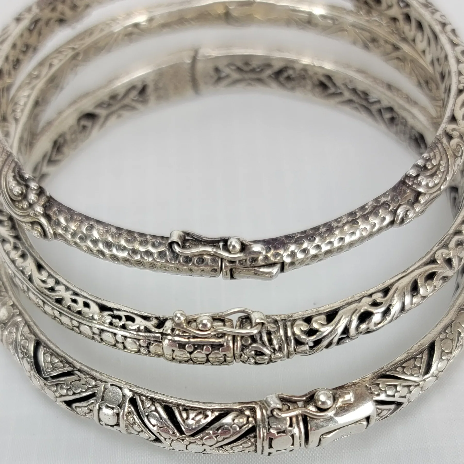 Set of 3 Sterling Silver 925 Sarda Bangle Bracelets - View 6