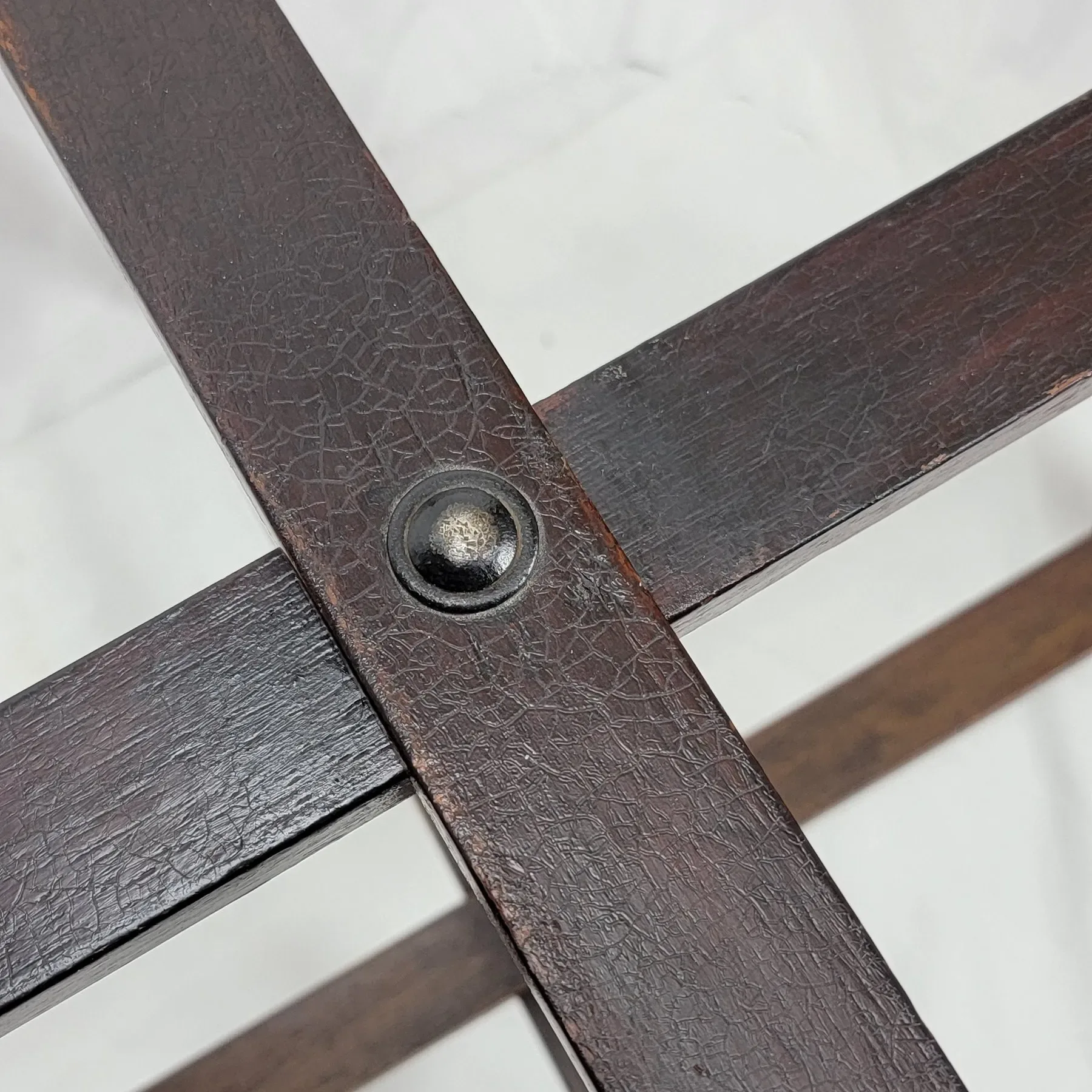 Large Antique Brass & Mahogany Folding Base Tray Table - View 10