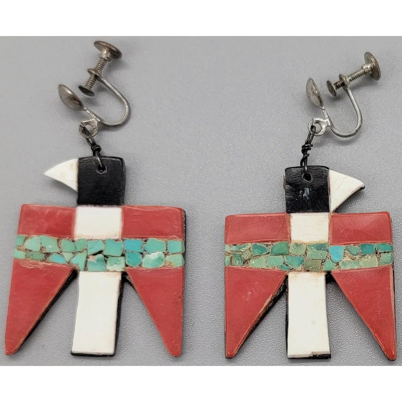 Vintage Santo Domingo Pueblo Thunderbird Necklace & Earrings - View 4