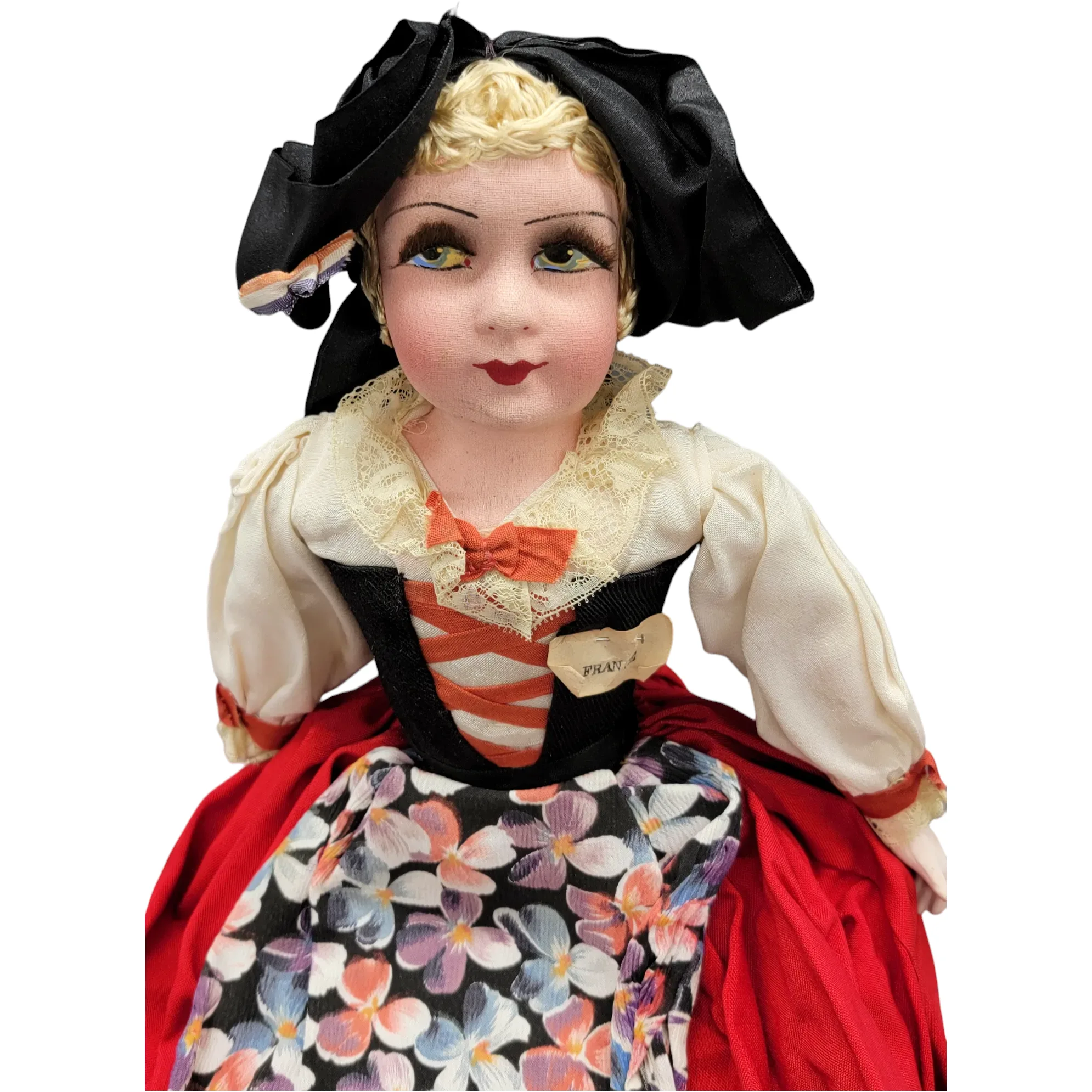 Vintage Late 1930s French Budoir Doll - Alsace-Lorraine Folk Costume