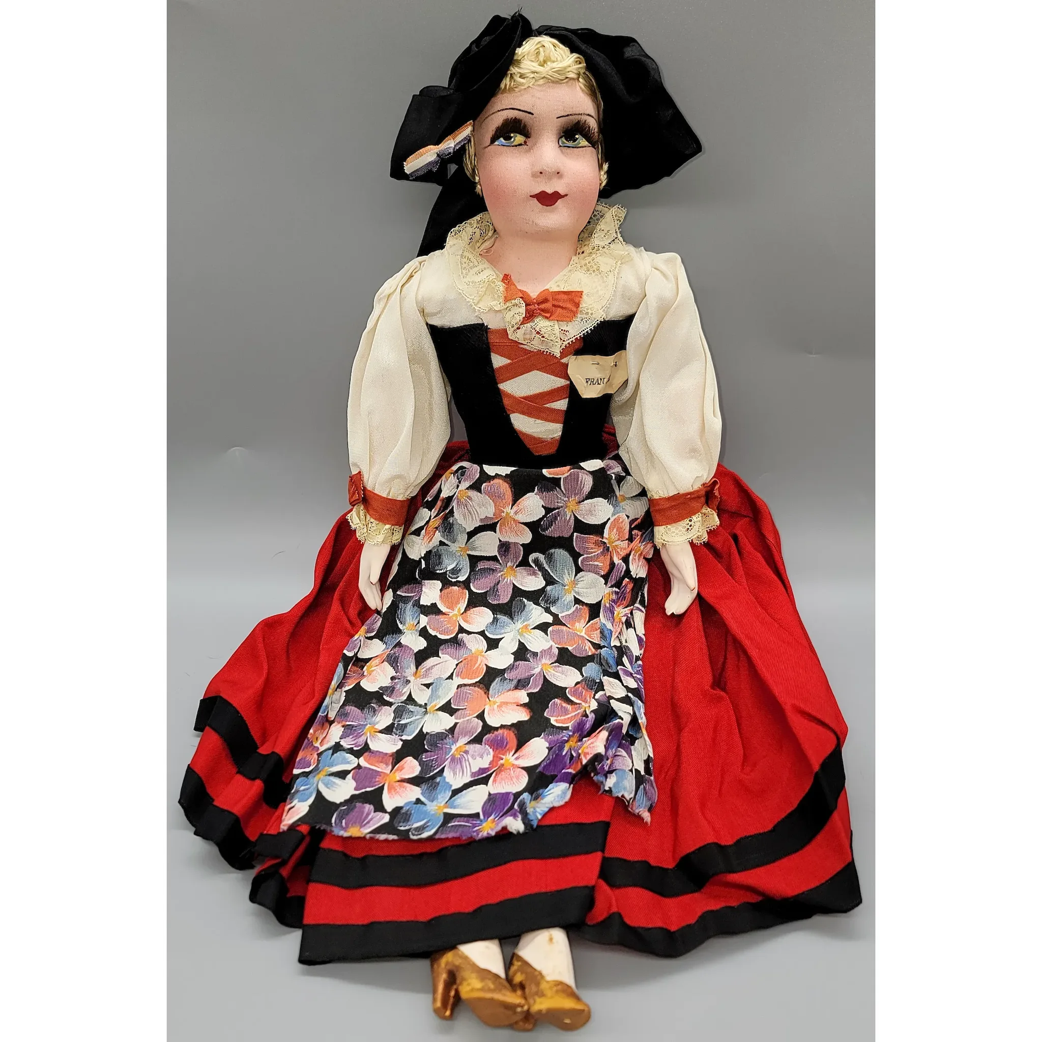 Vintage Late 1930s French Budoir Doll - Alsace-Lorraine Folk Costume - View 2
