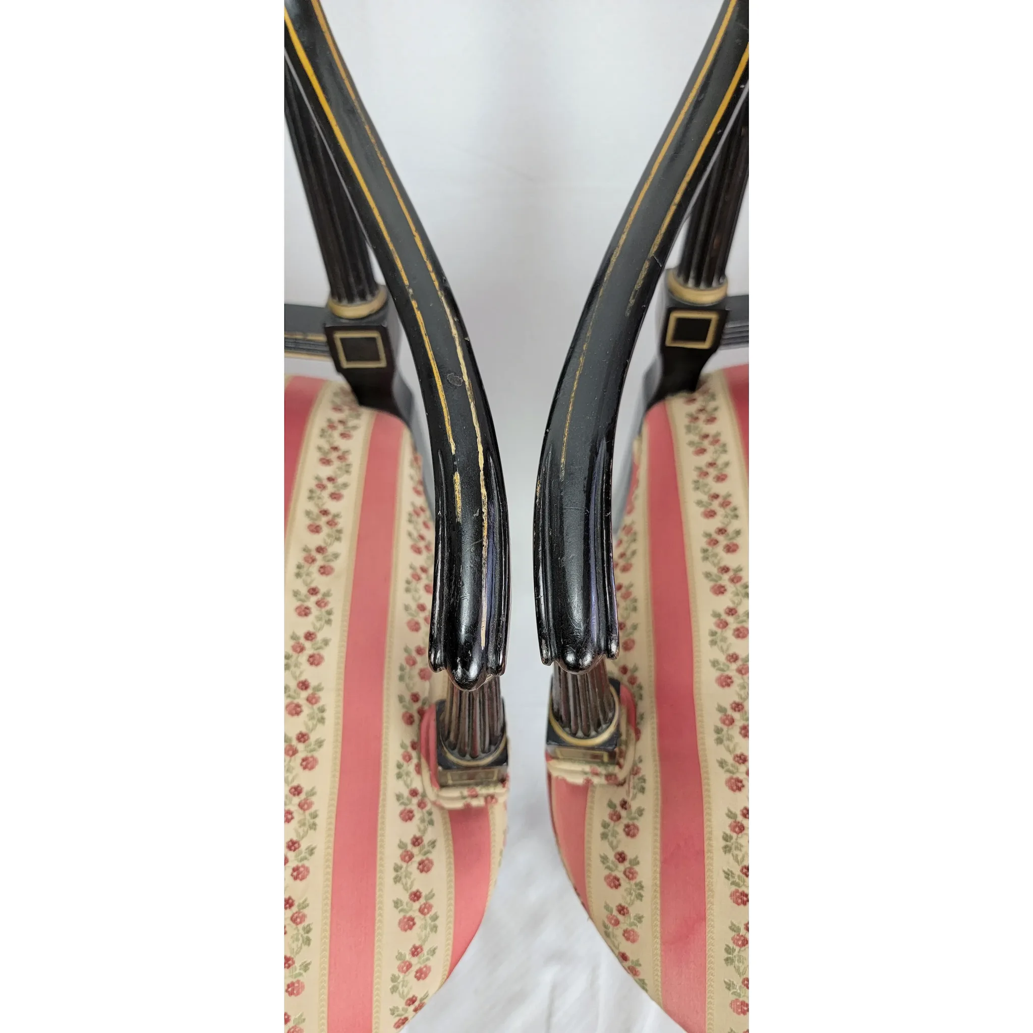 Pair Ebonized and Gilt Regency Arm Chairs - View 11