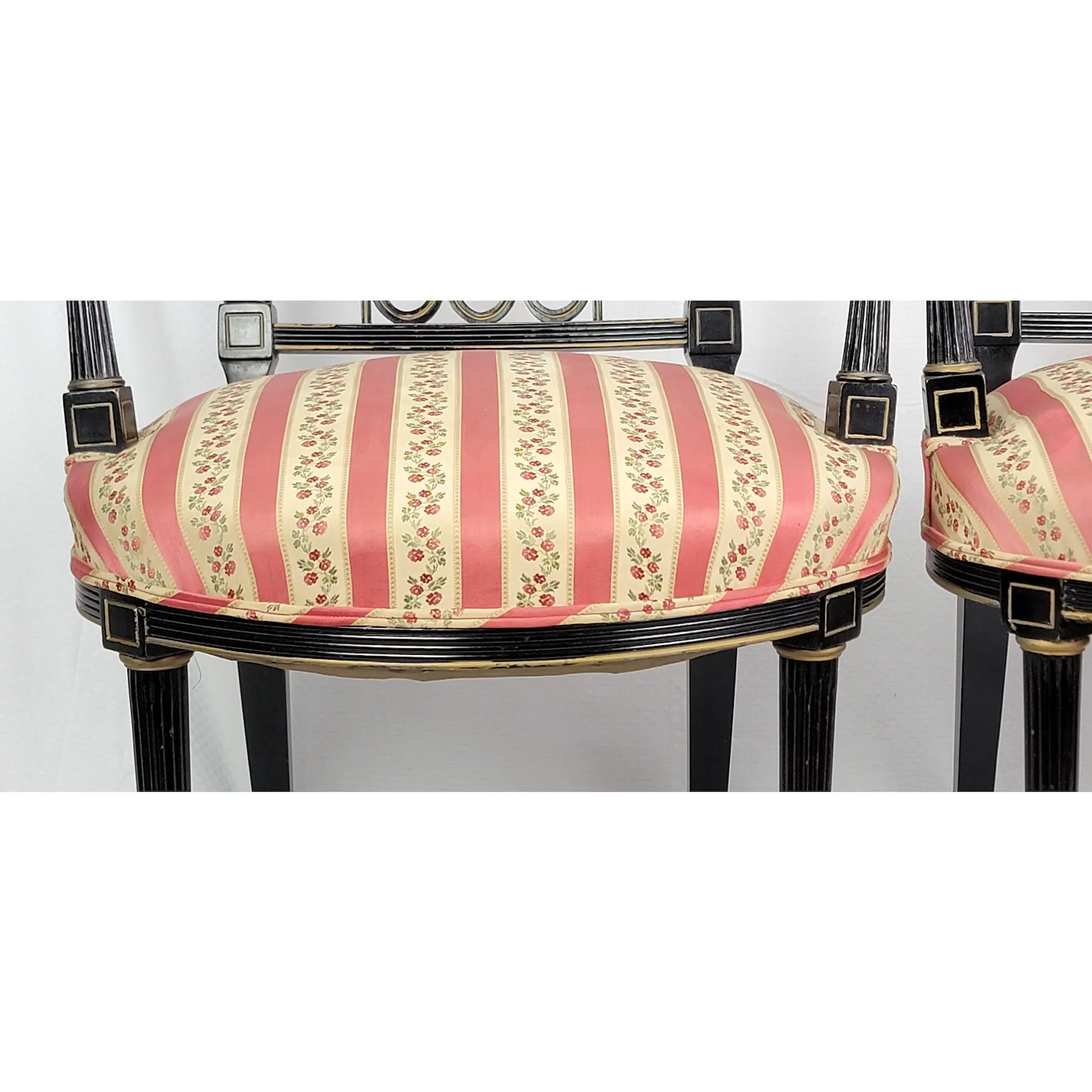 Pair Ebonized and Gilt Regency Arm Chairs - View 15