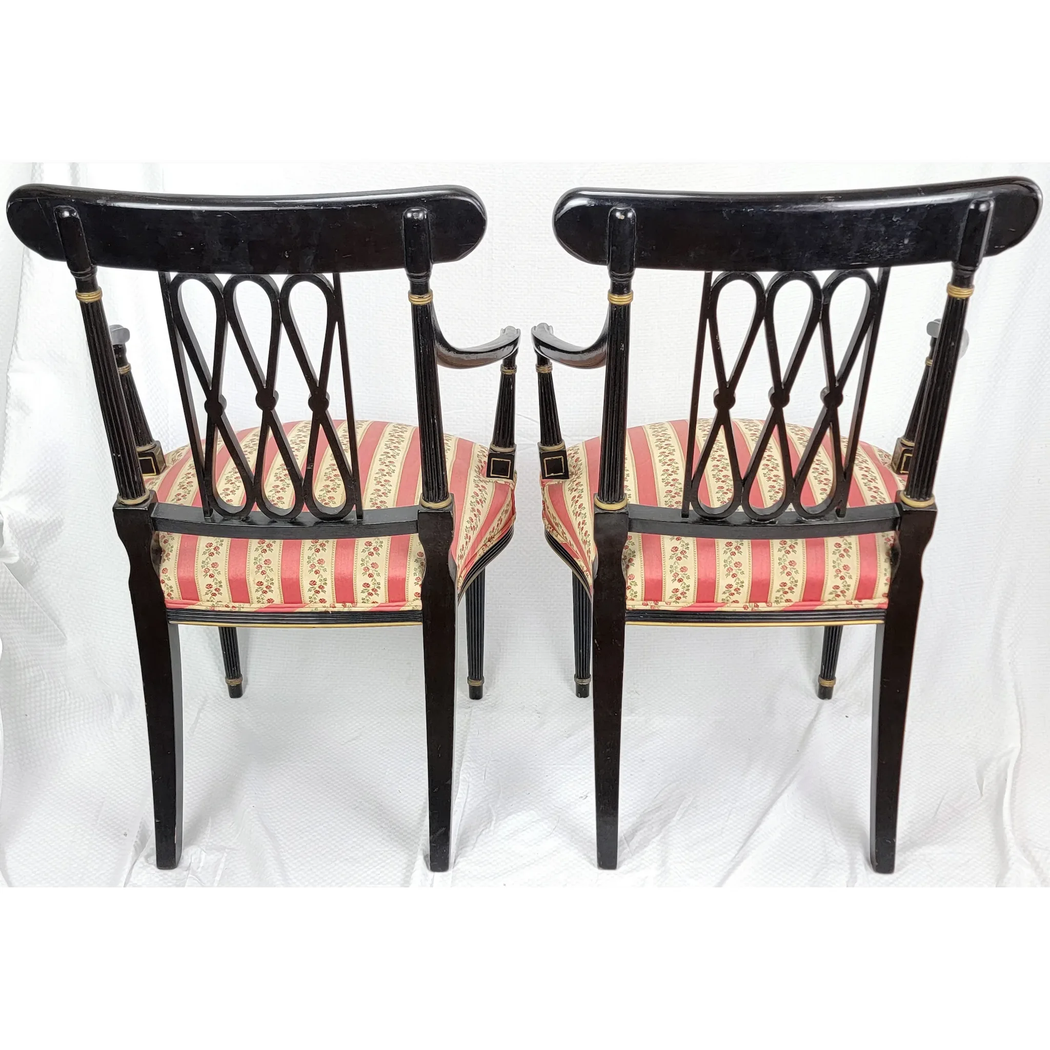 Pair Ebonized and Gilt Regency Arm Chairs - View 4