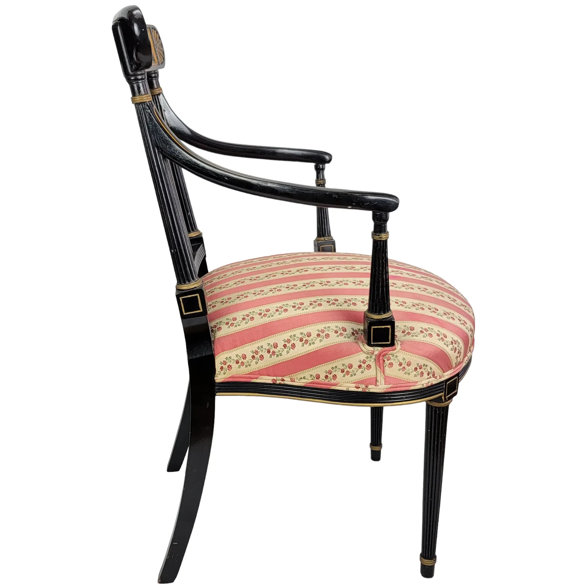 Pair Ebonized and Gilt Regency Arm Chairs - View 7