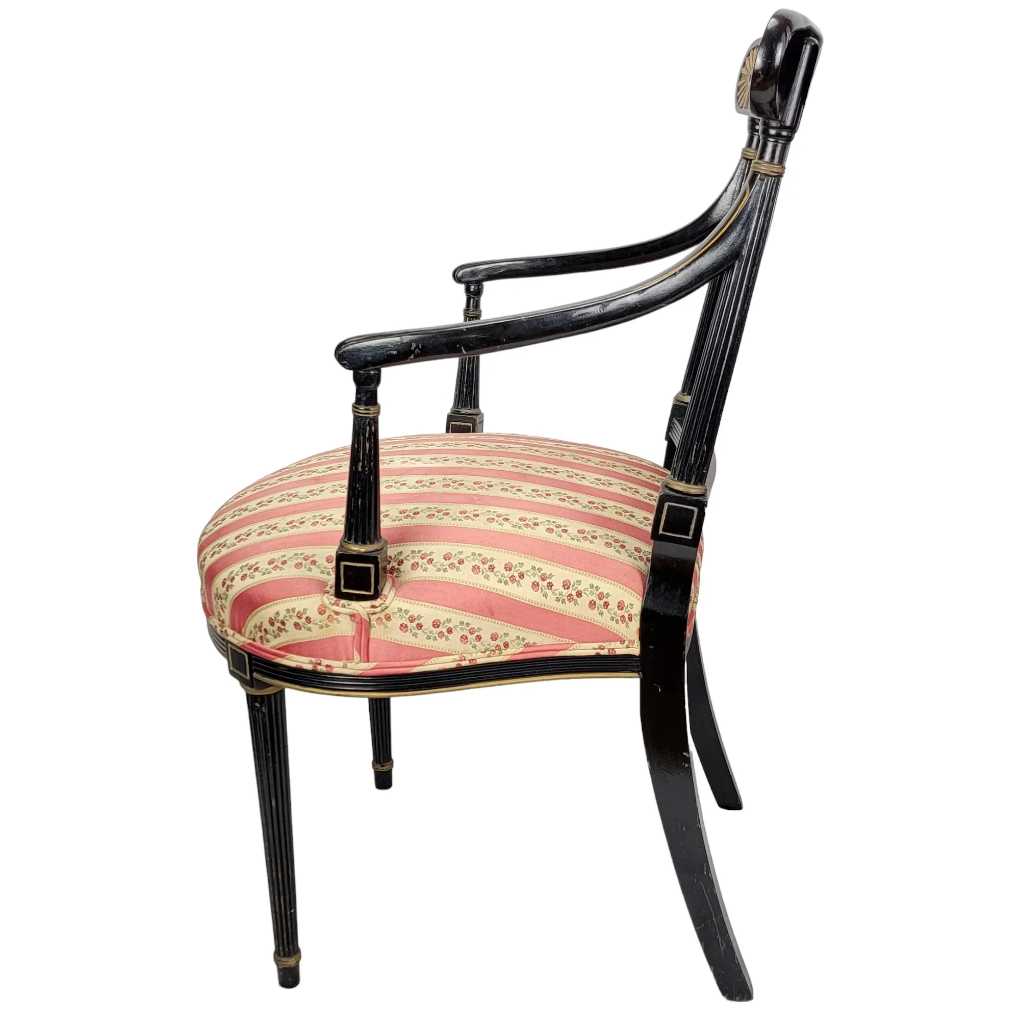 Pair Ebonized and Gilt Regency Arm Chairs - View 8