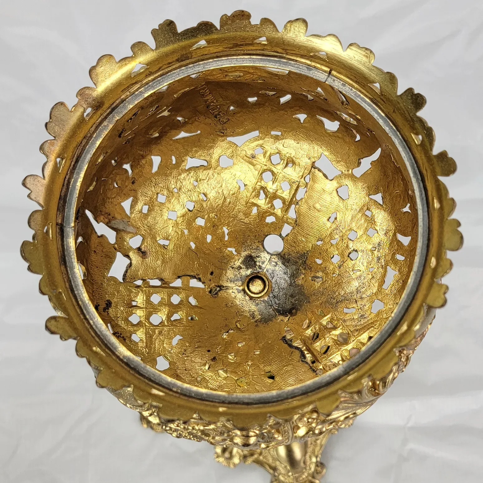 Ornate Antique Bradley & Hubbard B&H Gilded Kerosene Banquet Lamp - Pink Slag Glass Shade - View 20