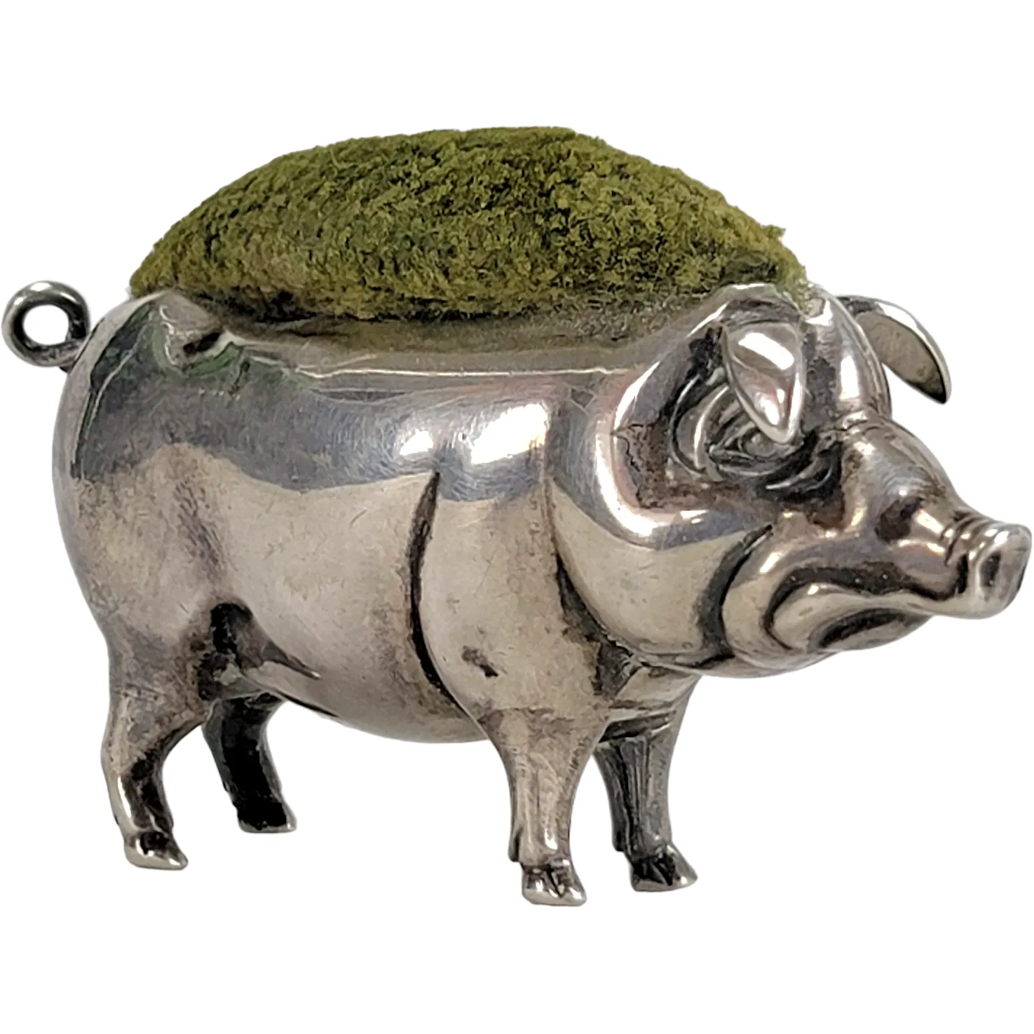 Antique Edwardian Sterling Silver Adie & Lovekin Pig Pin Cushion - Birmingham 1905