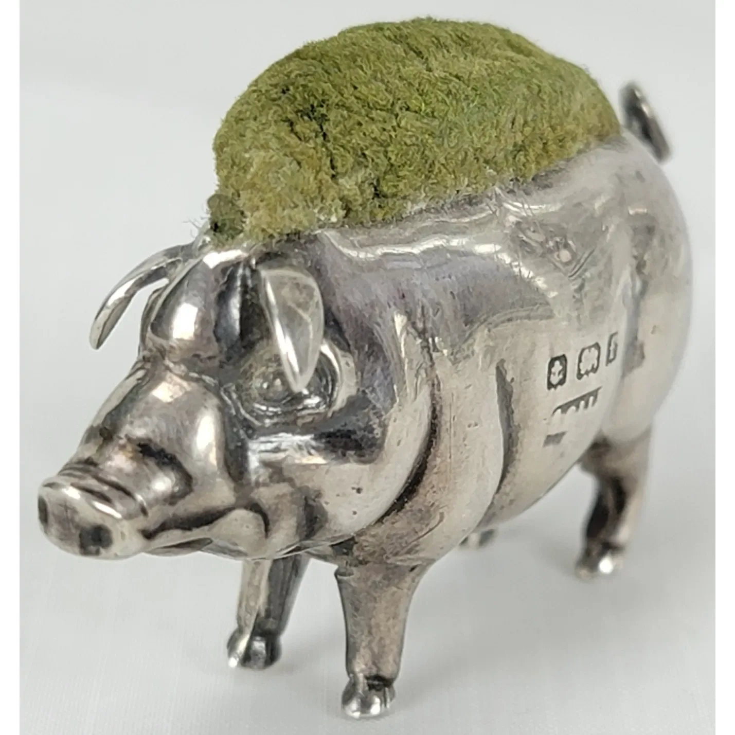 Antique Edwardian Sterling Silver Adie & Lovekin Pig Pin Cushion - Birmingham 1905 - View 2