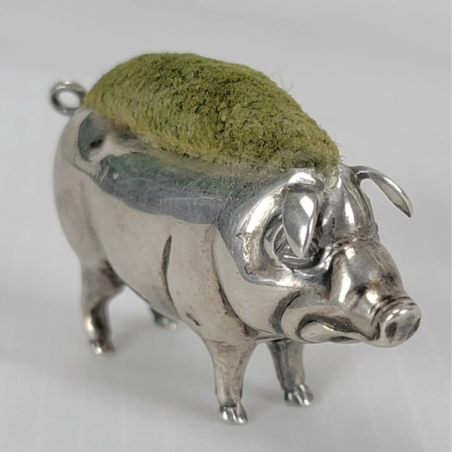 Antique Edwardian Sterling Silver Adie & Lovekin Pig Pin Cushion - Birmingham 1905 - View 3